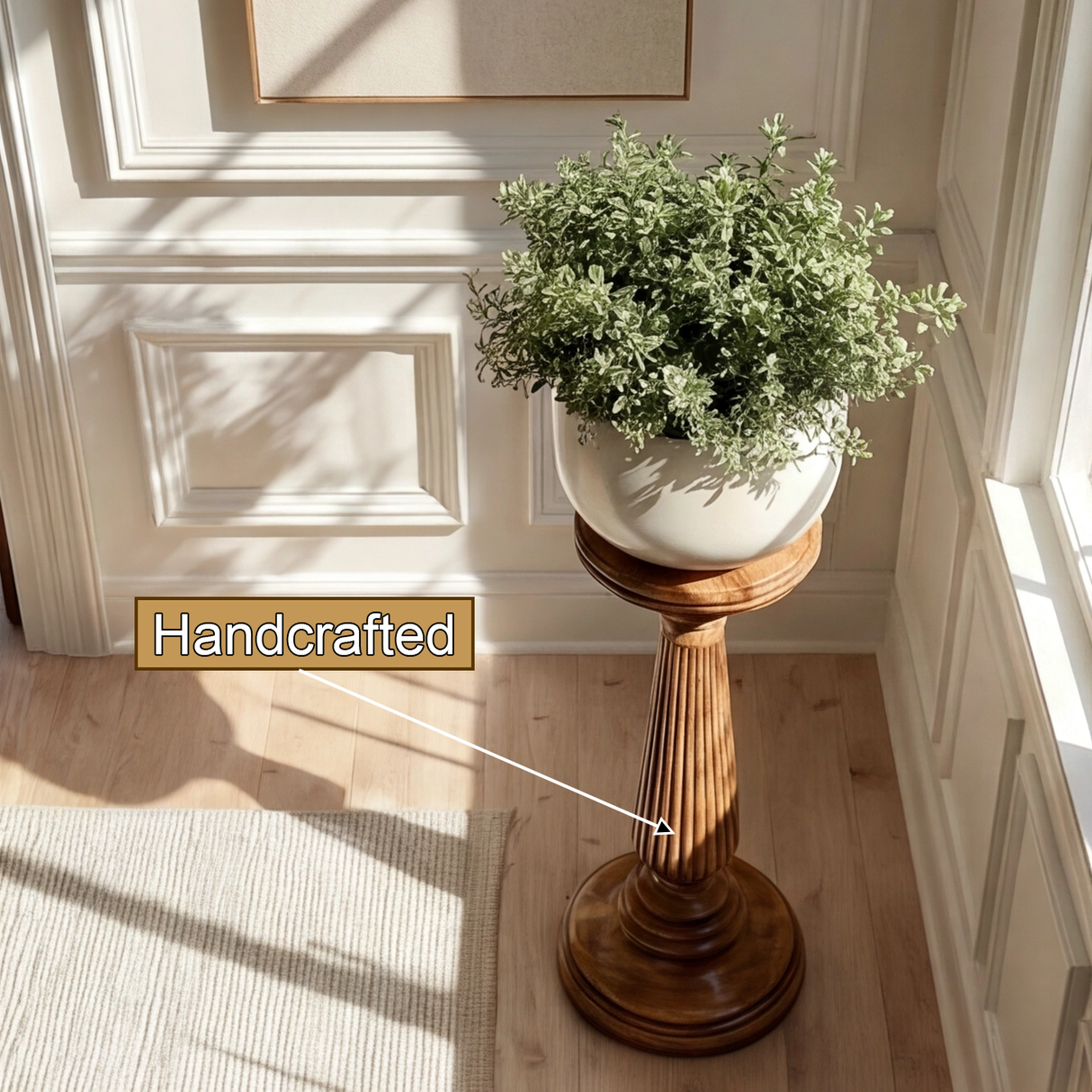 Valdorin Handcrafted Solid Wood Pedestal Stand - Timberustic Pedestal Stand