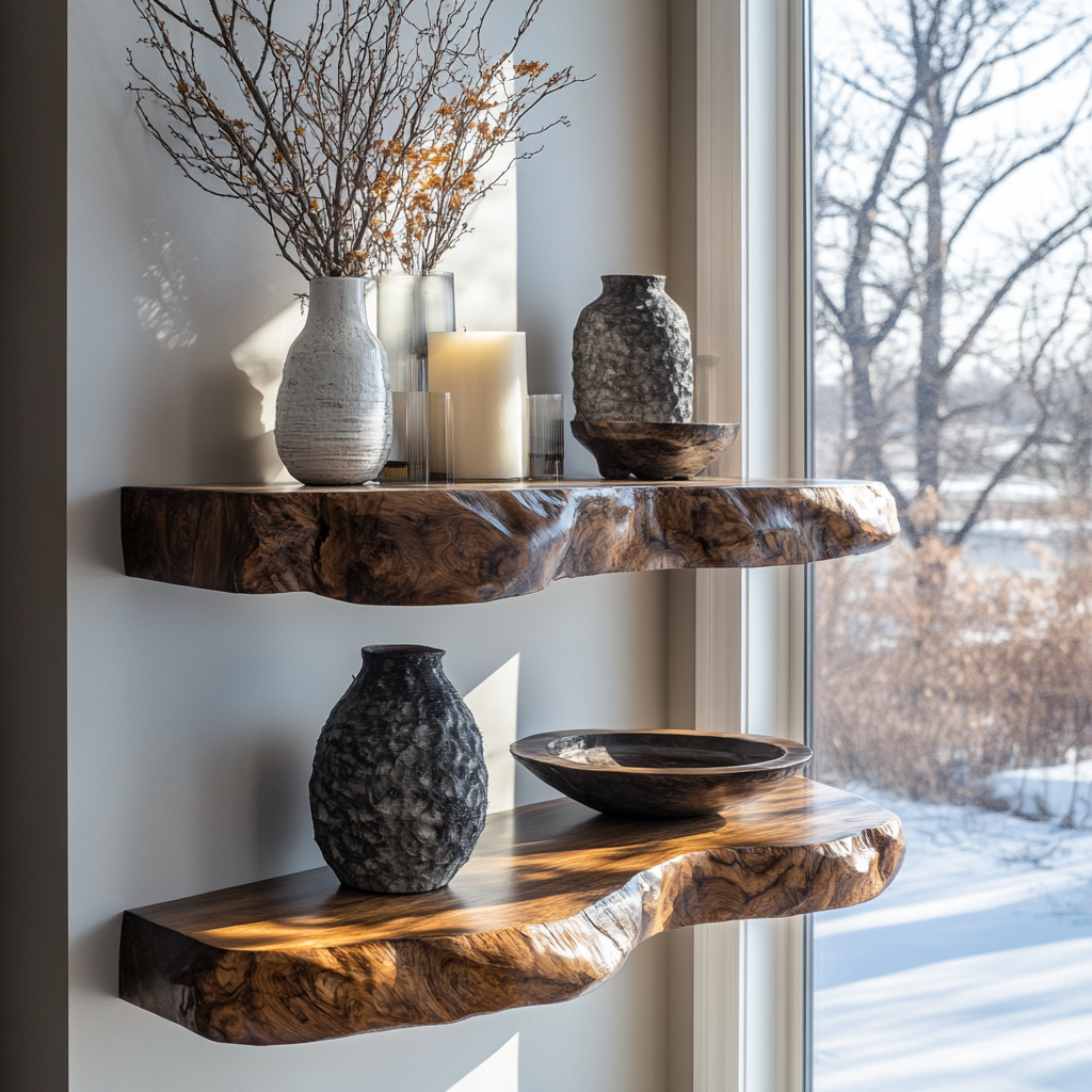 Valdren Live Edge Solid Wood Floating Shelf SPA963025 - Timberustic Floating Shelf