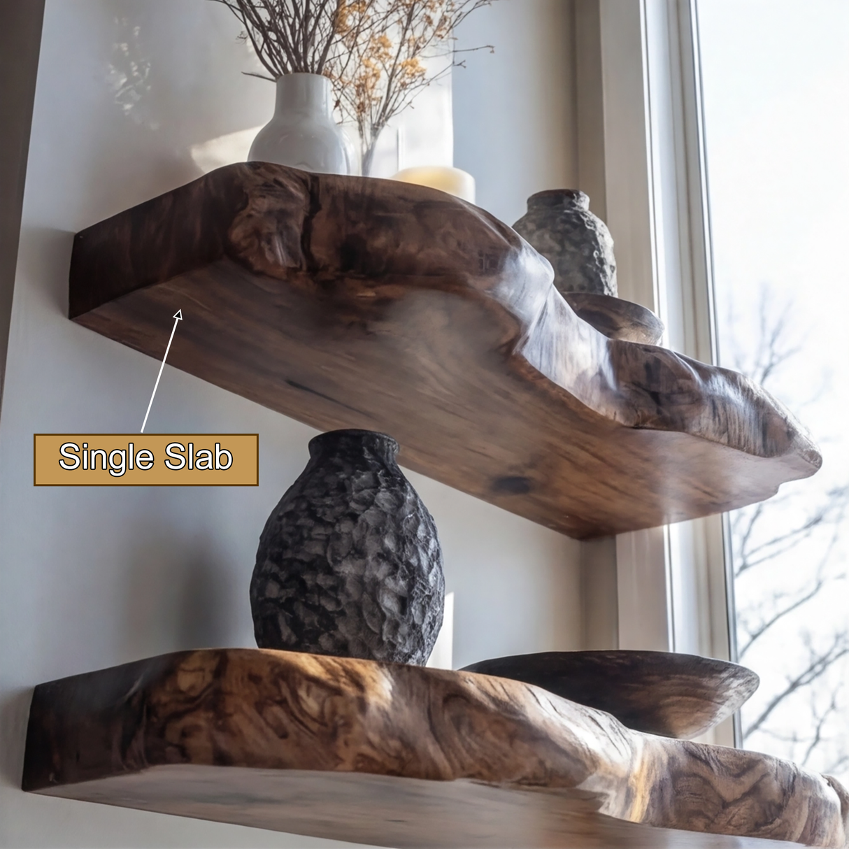 Valdren Live Edge Solid Wood Floating Shelf SPA963025 - Timberustic Floating Shelf