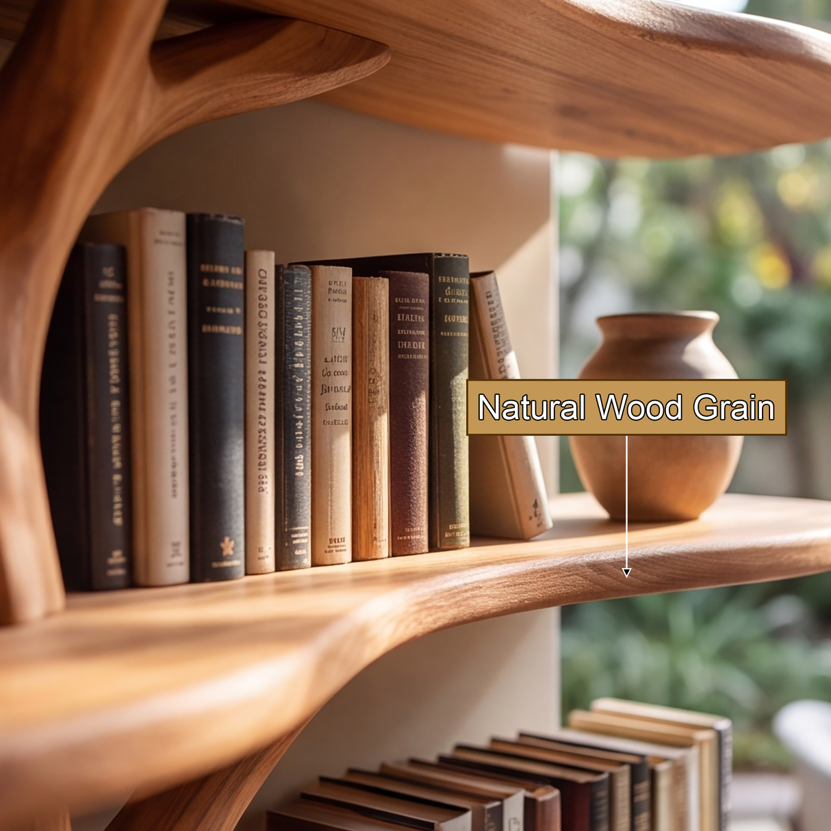 Valebloom Handcrafted Sculpted Solid Wood Tree Bookshelf with Drawer SPA914921