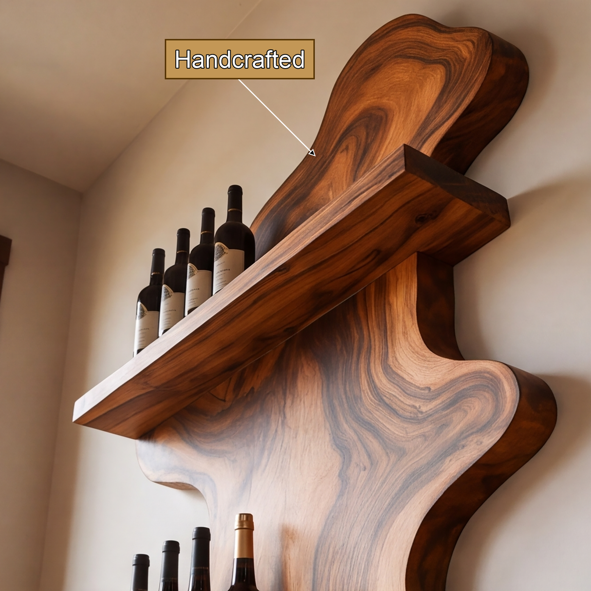 Valebrook Live Edge Handcrafted Floating Wine Shelf SPA924190 - Timberustic Floating Wine Shelf