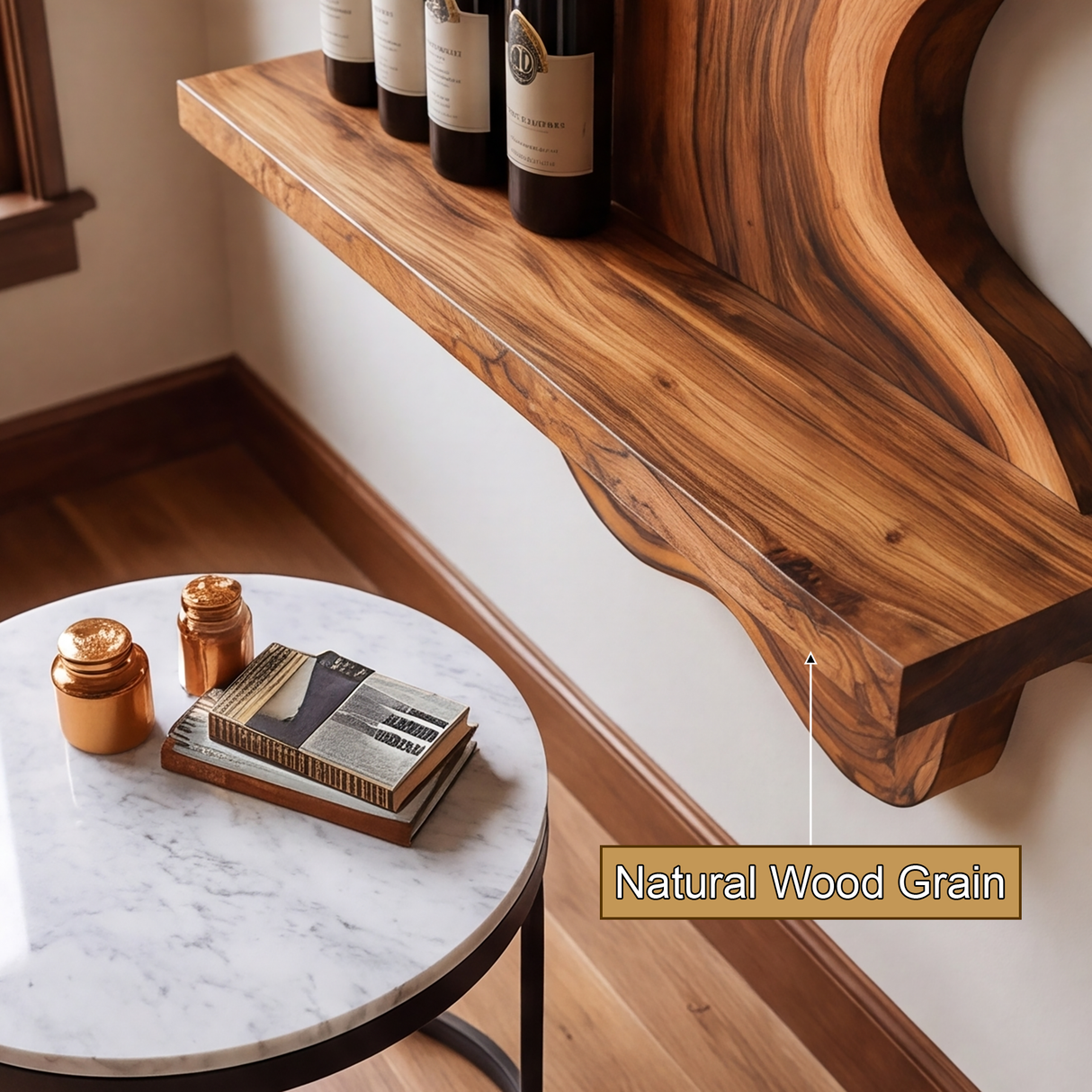 Valebrook Live Edge Handcrafted Floating Wine Shelf SPA924190 - Timberustic Floating Wine Shelf