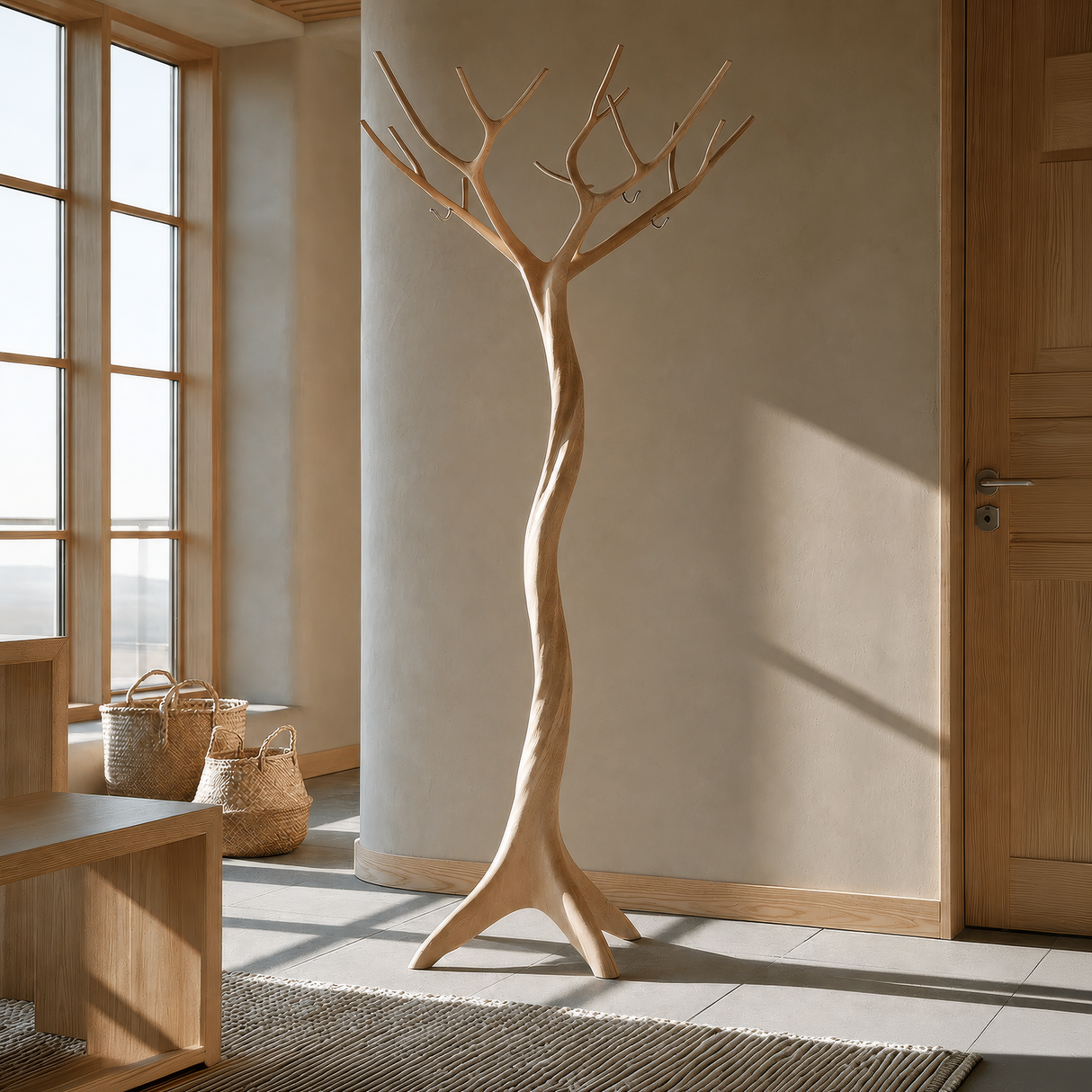 Valecrest Sculpted Solid Wood Tree Coat Rack - Timberustic Tree Coat Rack