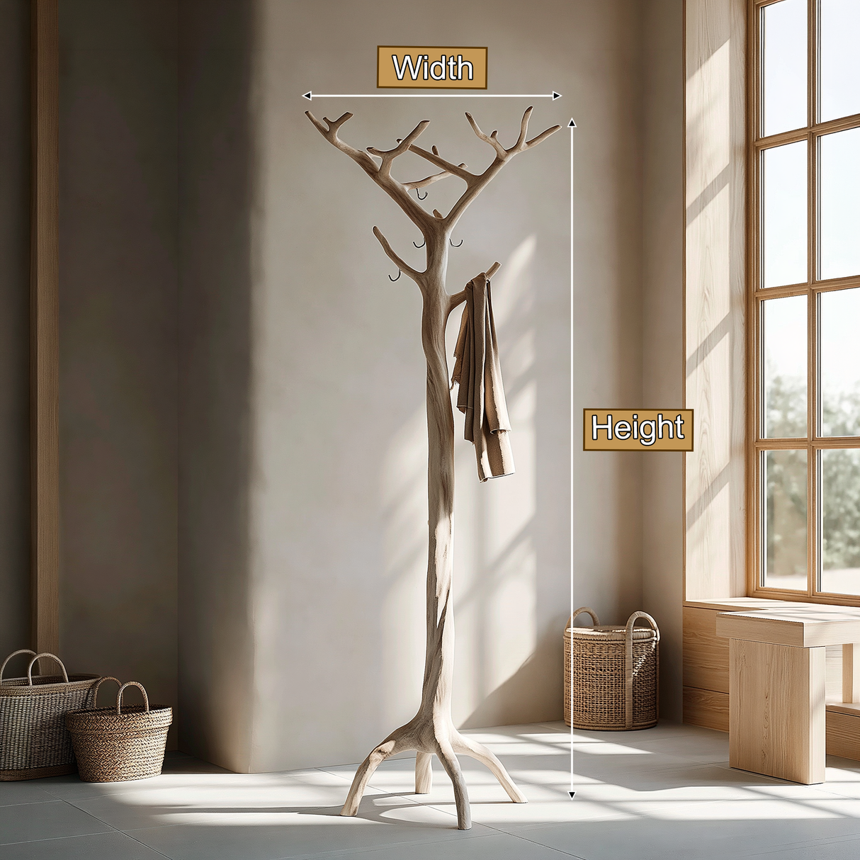 Valecroft Sculpted Solid Wood Tree Coat Rack - Timberustic Tree Coat Rack