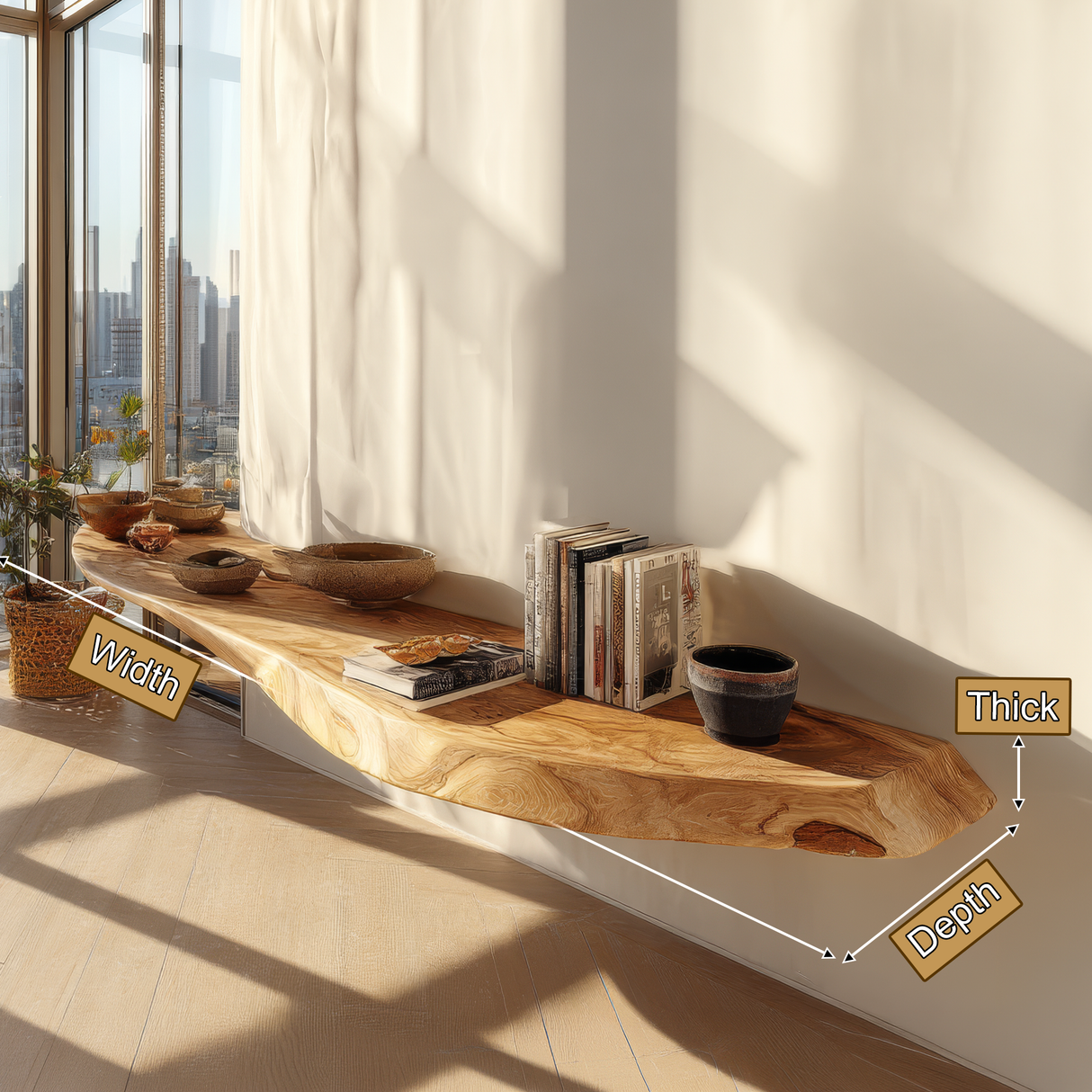 Valenor Live Edge Solid Wood Floating Shelf SPA245642 - Timberustic Floating Shelf