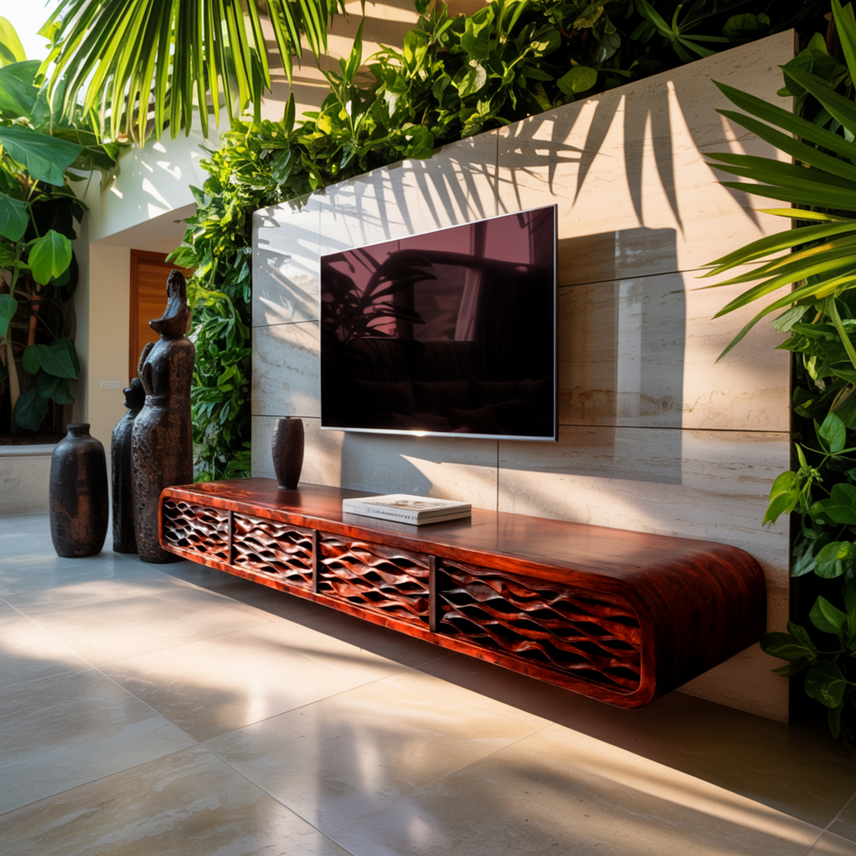 Valenor Sculpted Solid Wood Floating TV Cabinet