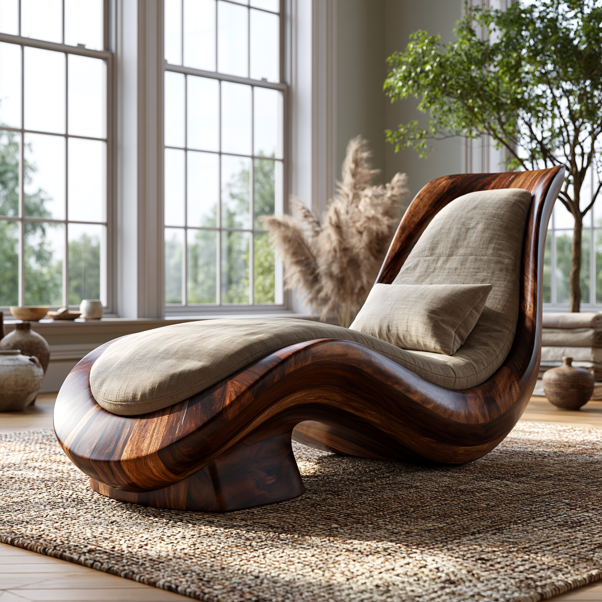 Valenridge Handcrafted Sculpted Solid Wood Chaise Lounge - Timberustic Chaise Lounge