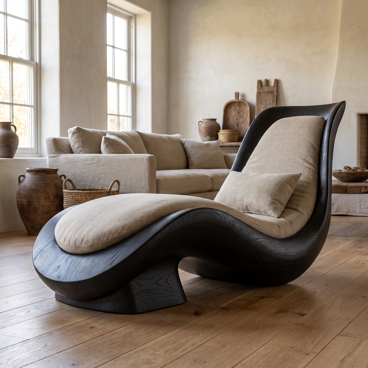 Valenridge Handcrafted Sculpted Solid Wood Chaise Lounge Black - Timberustic Chaise Lounge