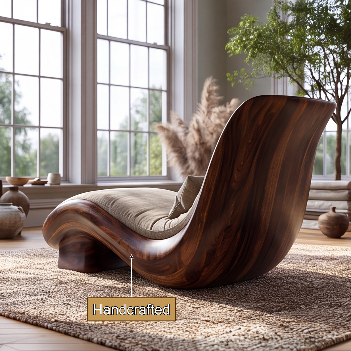 Valenridge Handcrafted Sculpted Solid Wood Chaise Lounge - Timberustic Chaise Lounge