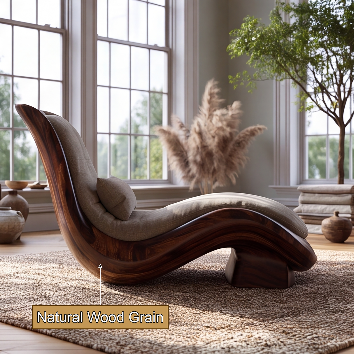 Valenridge Handcrafted Sculpted Solid Wood Chaise Lounge - Timberustic Chaise Lounge