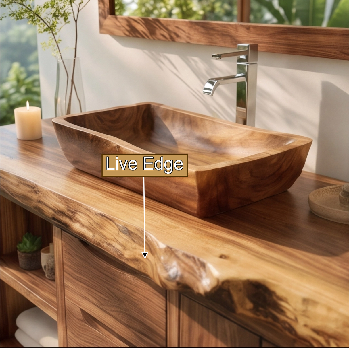 Valewyn Live Edge Solid Wood Floating Bathroom Vanity with Drawers - Timberustic Floating Bathroom Vanity With Drawers