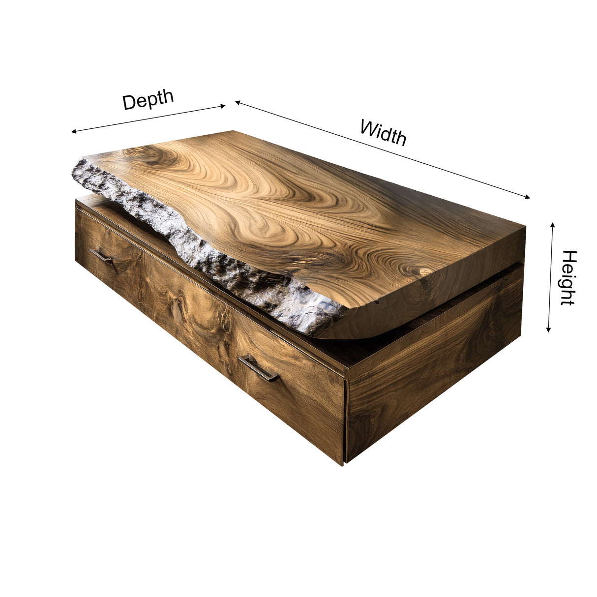 Valren Live Edge Solid Wood Floating Bathroom Vanity with Drawers - Timberustic Floating Bathroom Vanity With Drawers