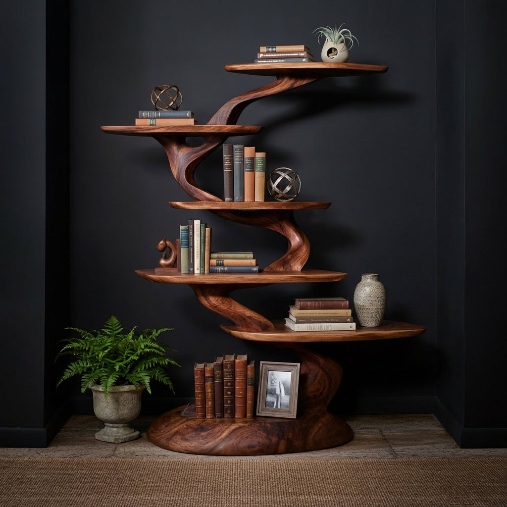 Valtara Handcrafted Solid Wood Tree Bookshelf