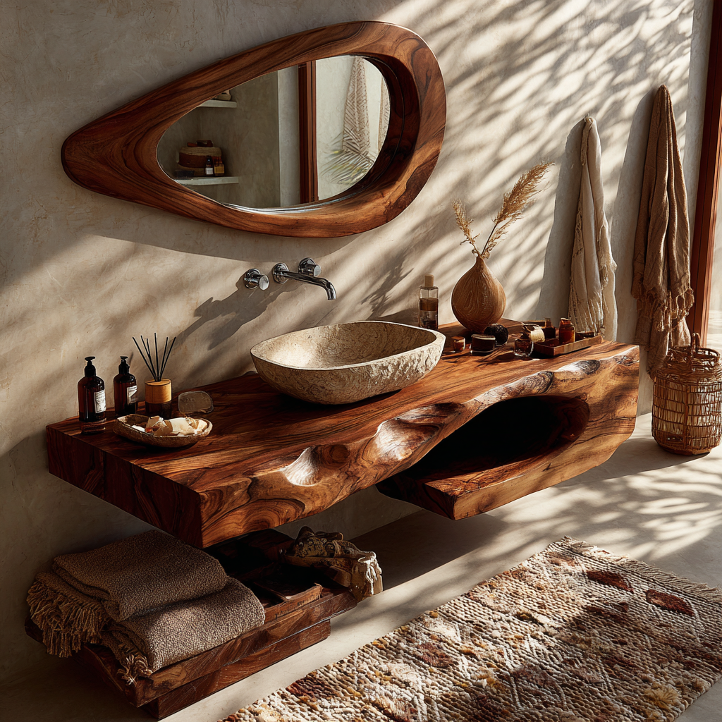 Valterra Handcrafted Solid Wood Floating Bathroom Vanity with Open Storage - Timberustic Floating Bathroom Vanity with Open Storage