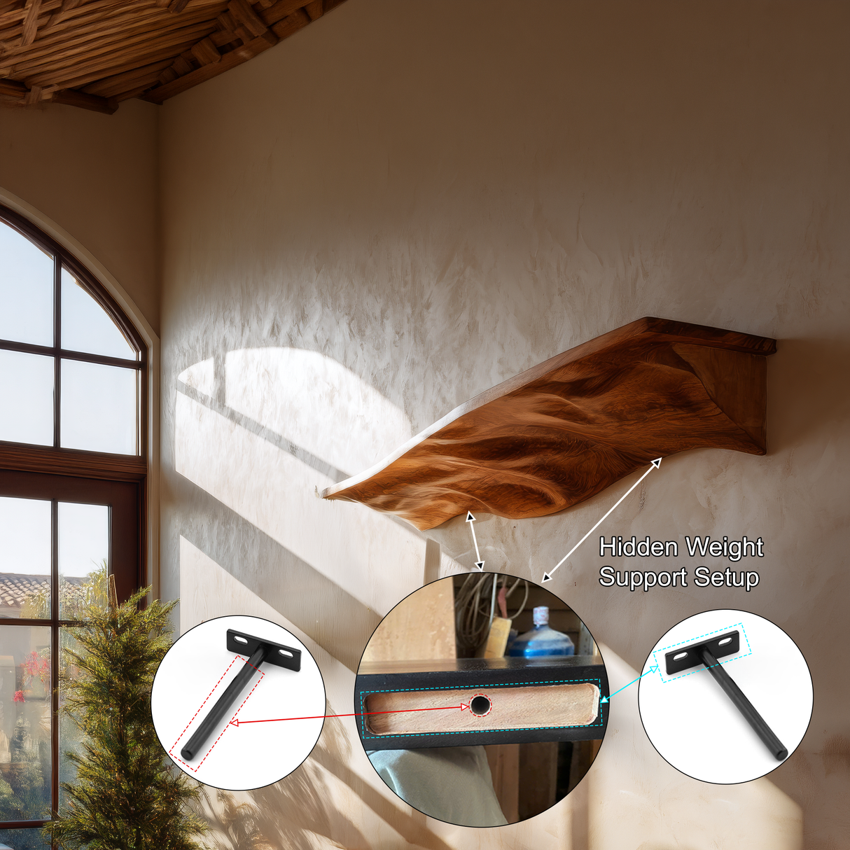 Valterra Live Edge Solid Wood Floating Shelf SPA425336 - Timberustic Floating Shelf