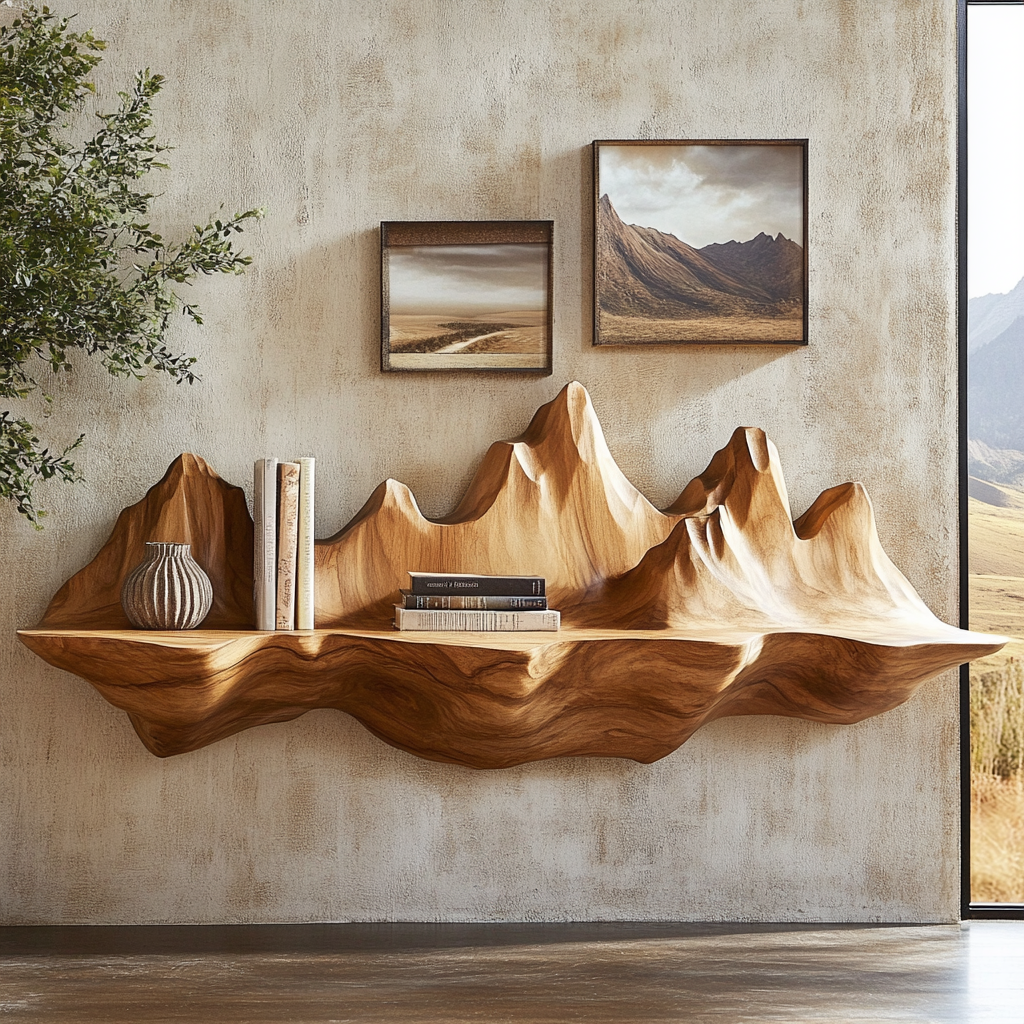 Valthera Handcrafted Mountain Floating Shelf - Timberustic Floating Shelf