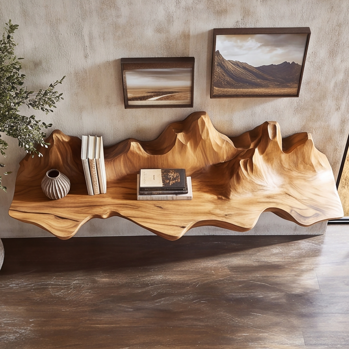 Valthera Handcrafted Mountain Floating Shelf - Timberustic Floating Shelf