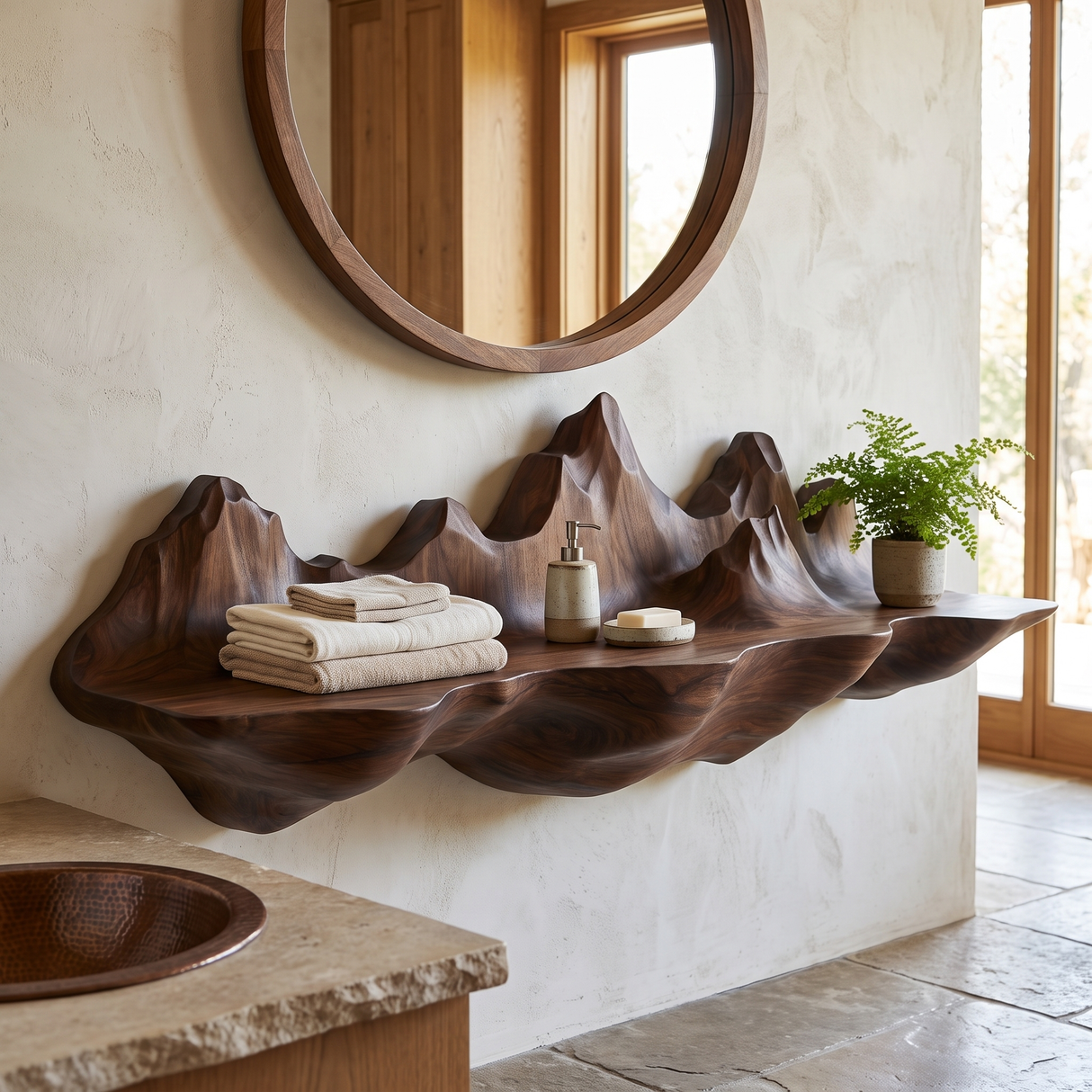 Valthera Handcrafted Mountain Floating Shelf - Timberustic Floating Shelf