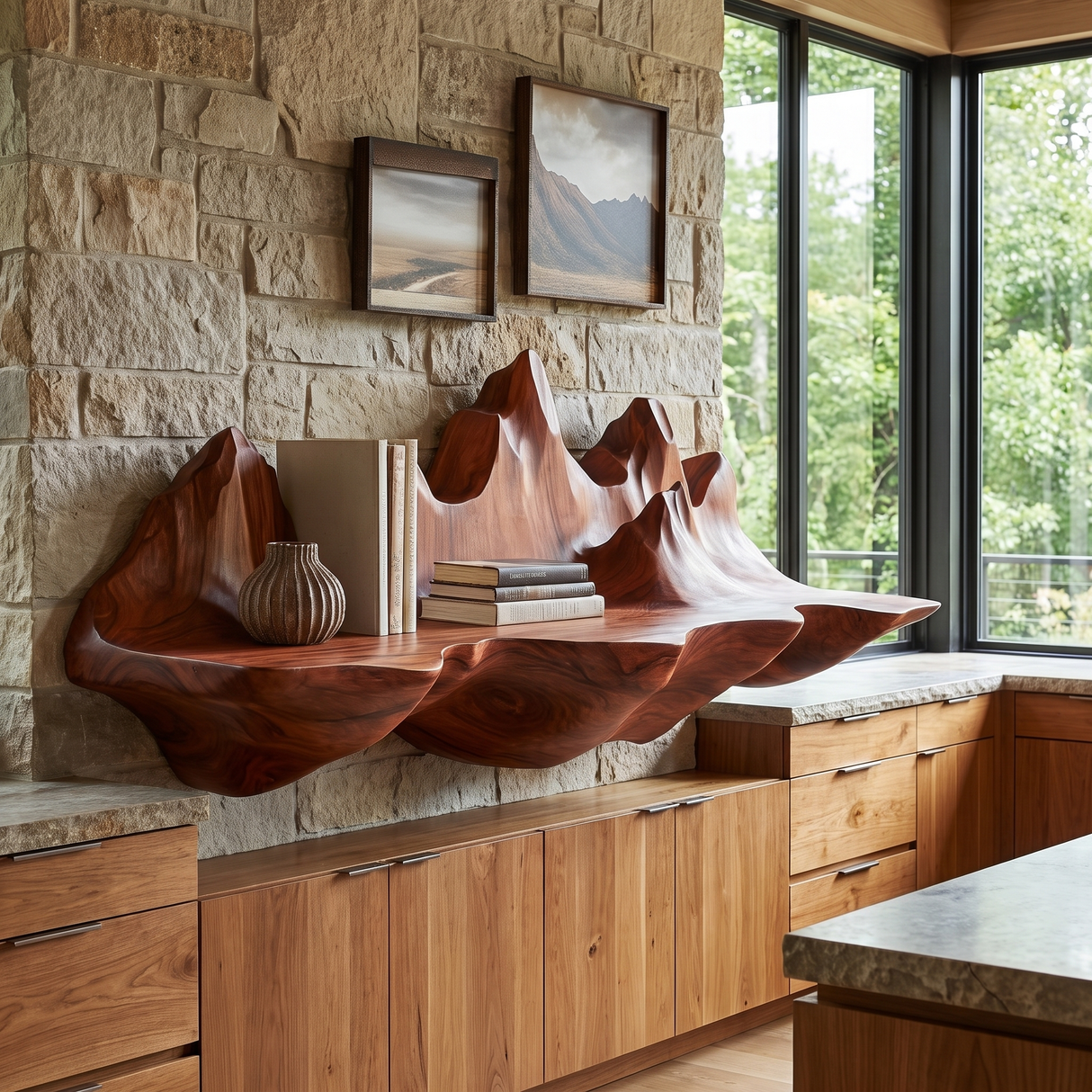 Valthera Handcrafted Mountain Floating Shelf - Timberustic Floating Shelf