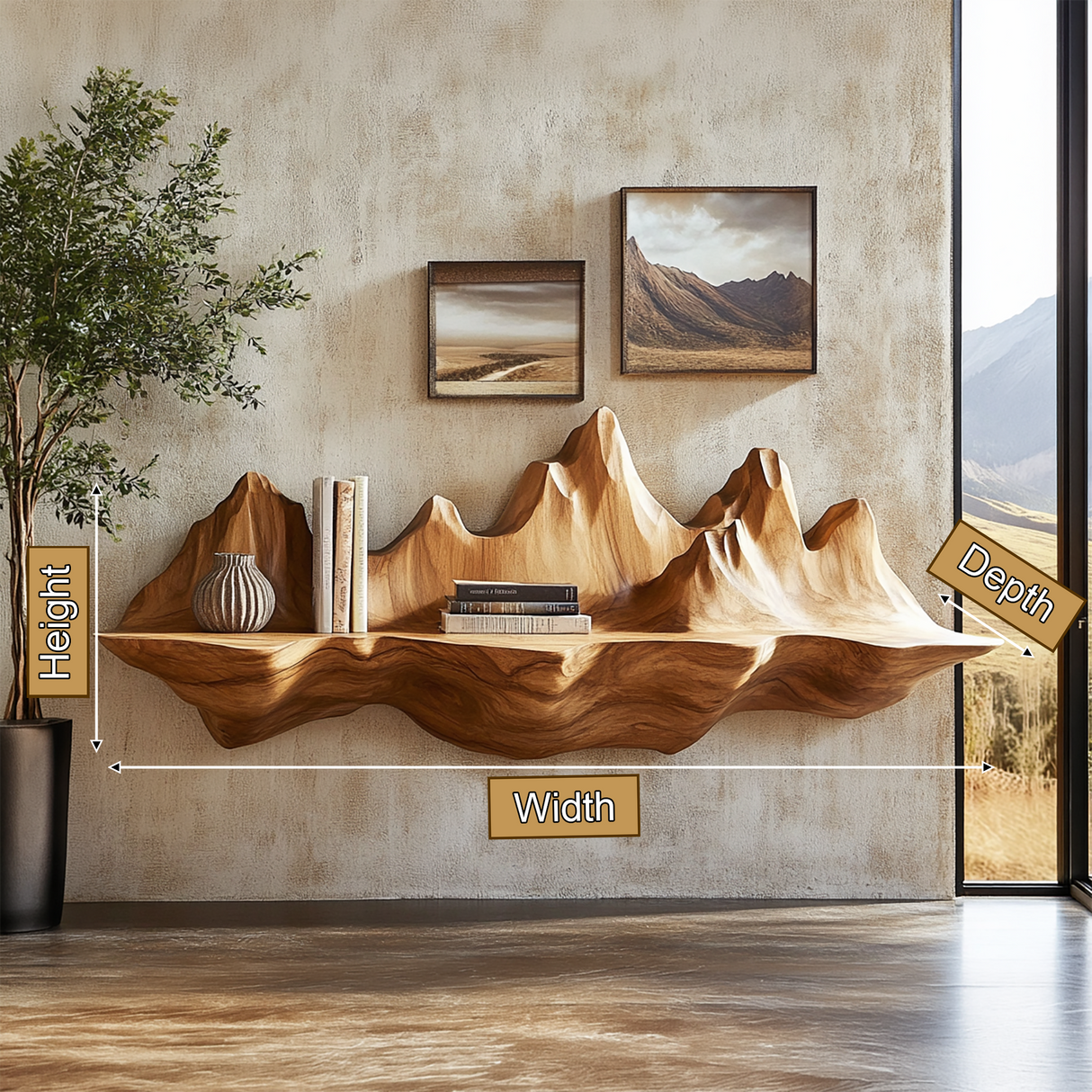 Valthera Handcrafted Mountain Floating Shelf - Timberustic Floating Shelf