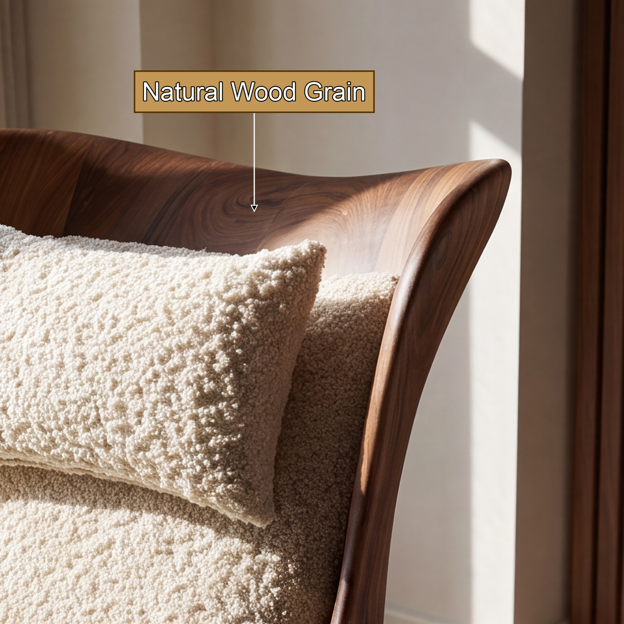 Valthera Handcrafted Sculpted Solid Wood Chaise Lounge