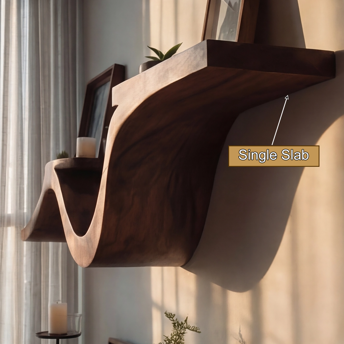 Valthera Sculpted Solid Wood Floating Shelf - Timberustic Floating Shelf
