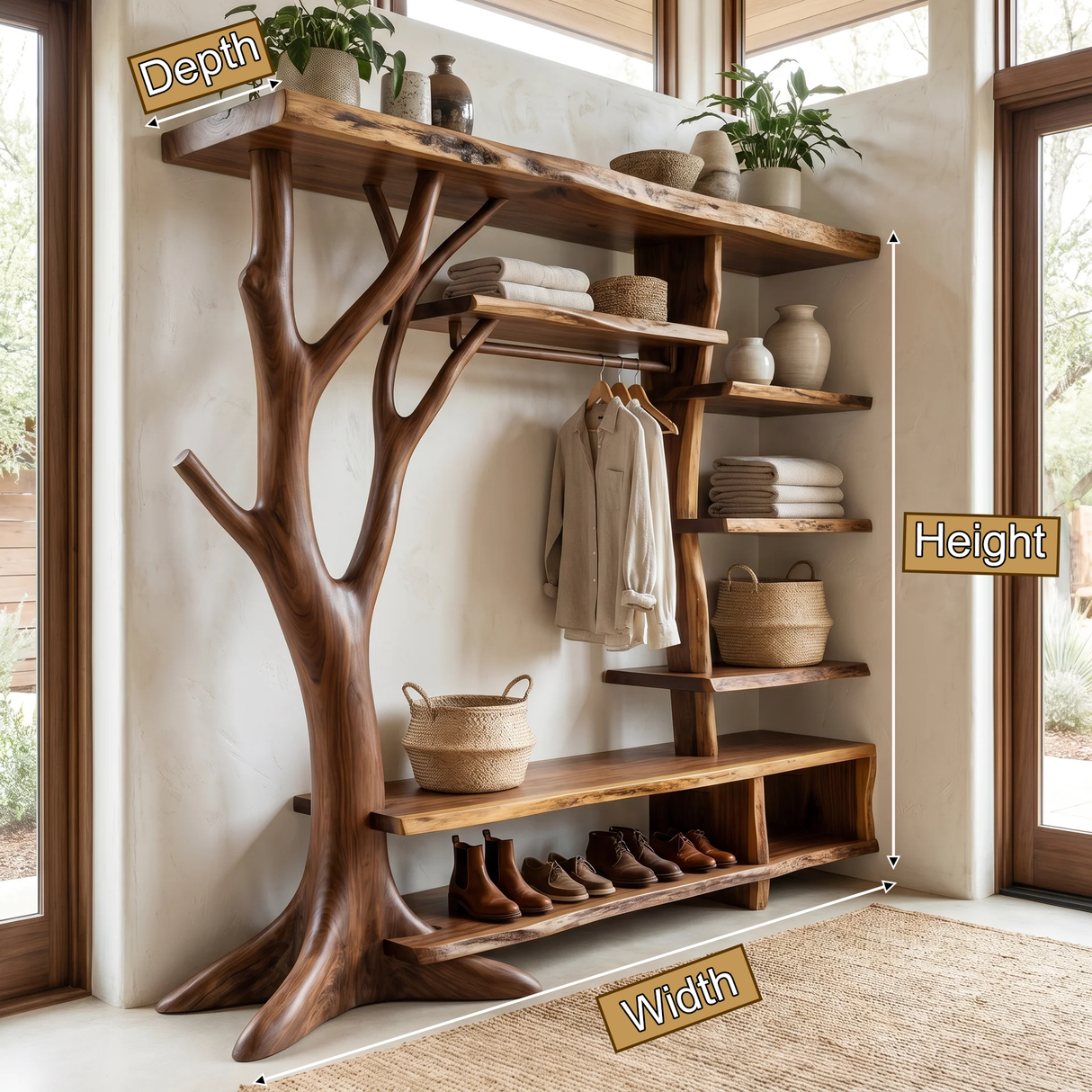 Valthera Solid Wood Entryway Organizer - Timberustic Entryway Organizer