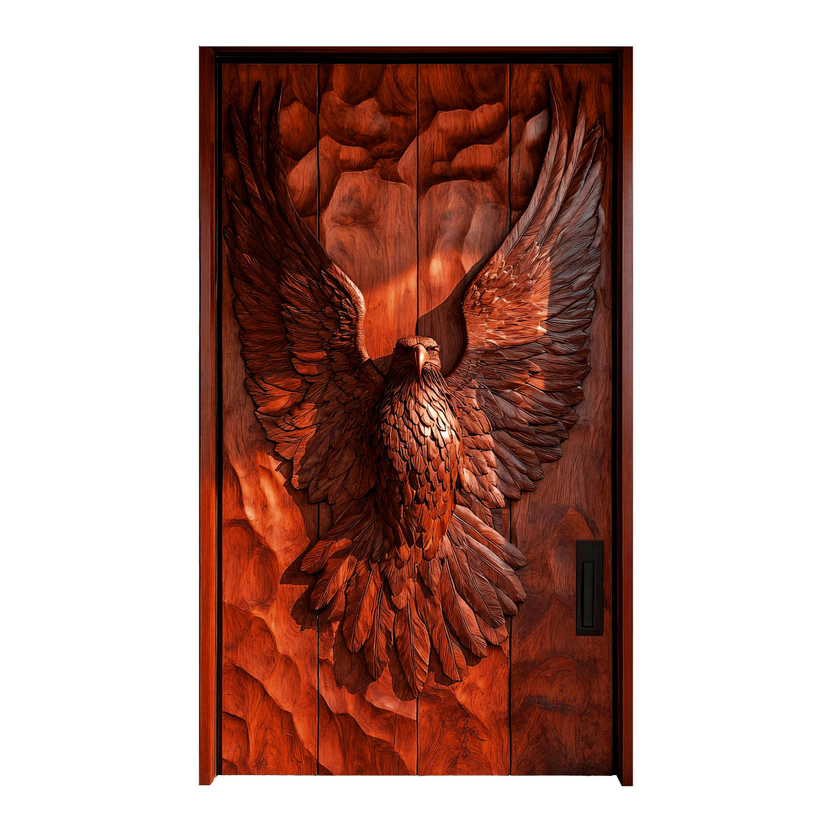 Valtherion Sculpted Solid Wood Rectangular Double Doors Mahogany - Timberustic Door