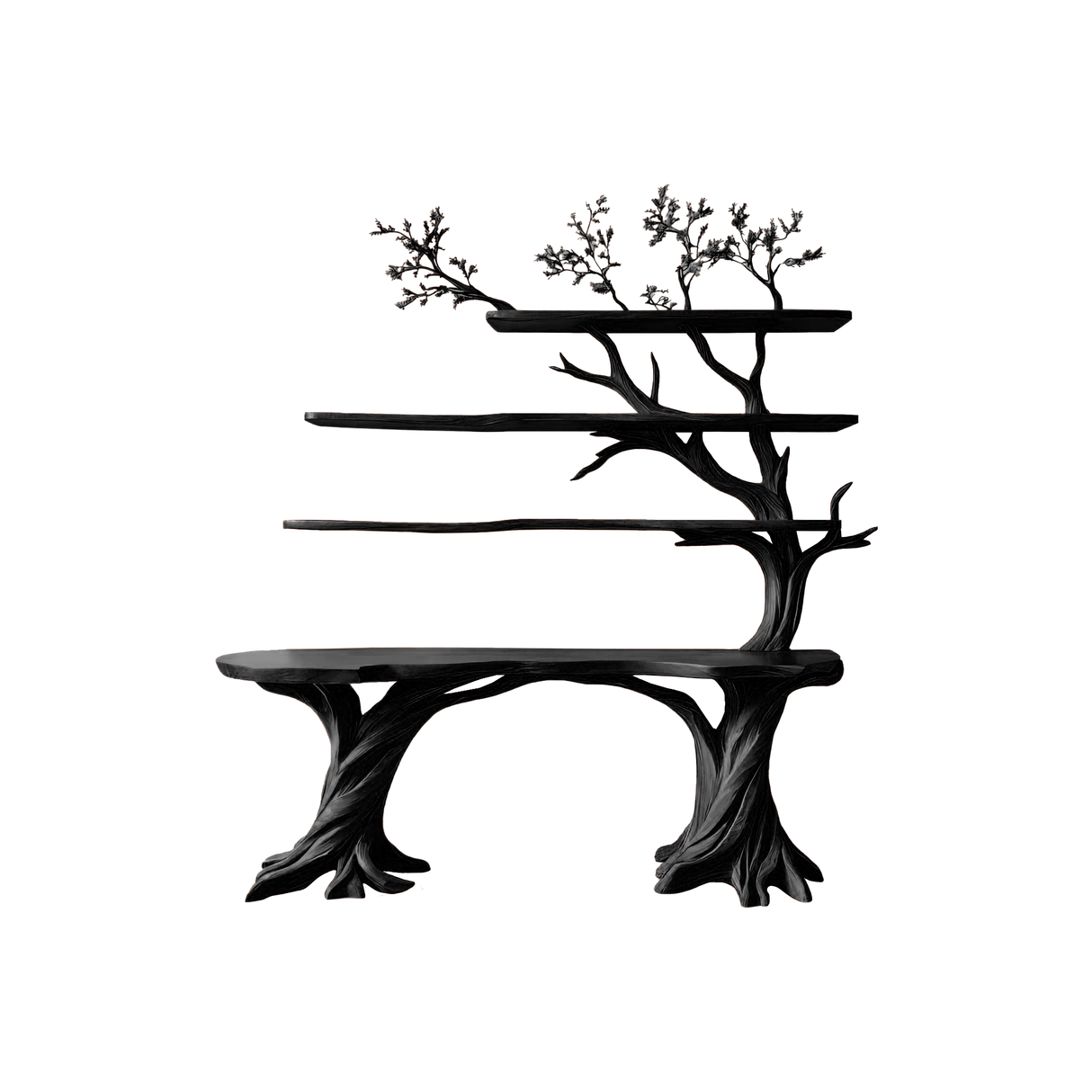 Valtheris Live Edge Solid Wood Console Table with Shelves Black - Timberustic Console Table with Shelves