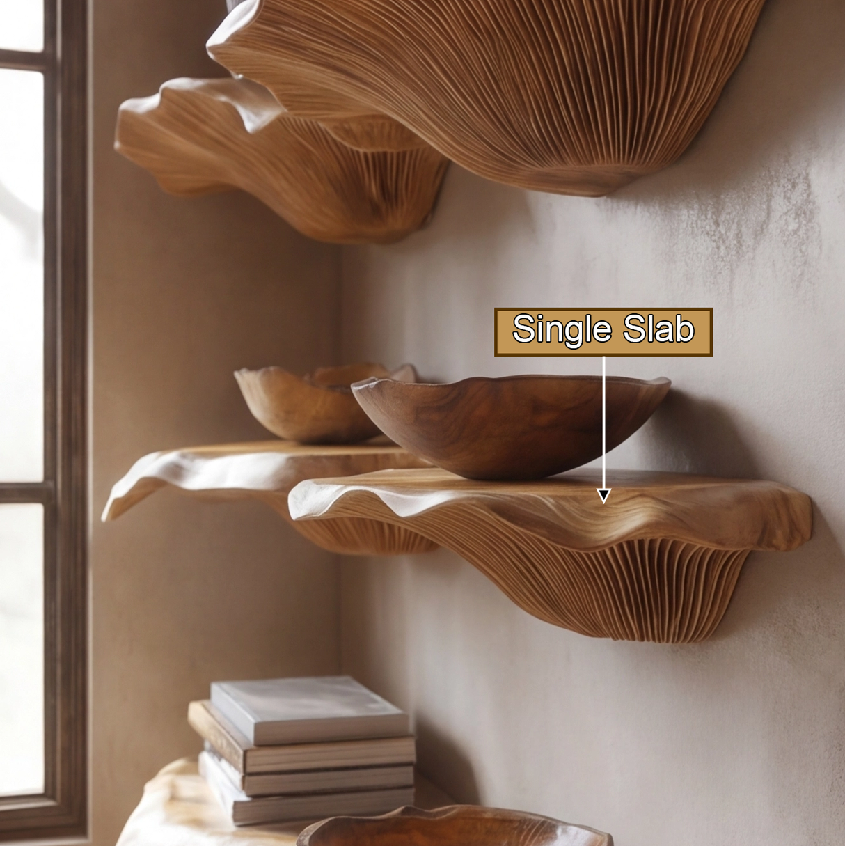 Valtheris Live Edge Solid Wood Mushroom Floating Shelf SPA923411 - Timberustic Floating Shelf