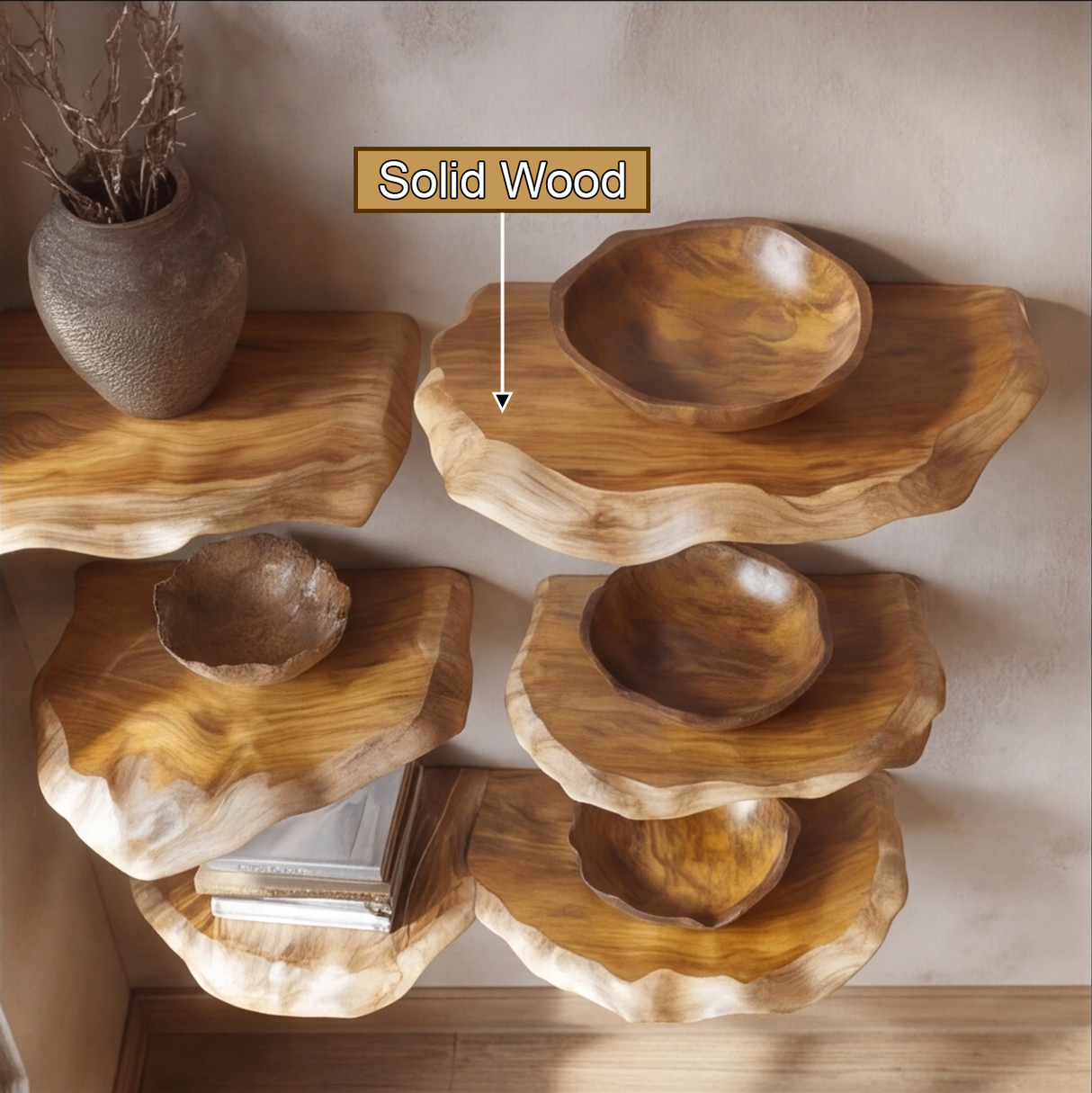 Valtheris Live Edge Solid Wood Mushroom Floating Shelf SPA923411 - Timberustic Floating Shelf