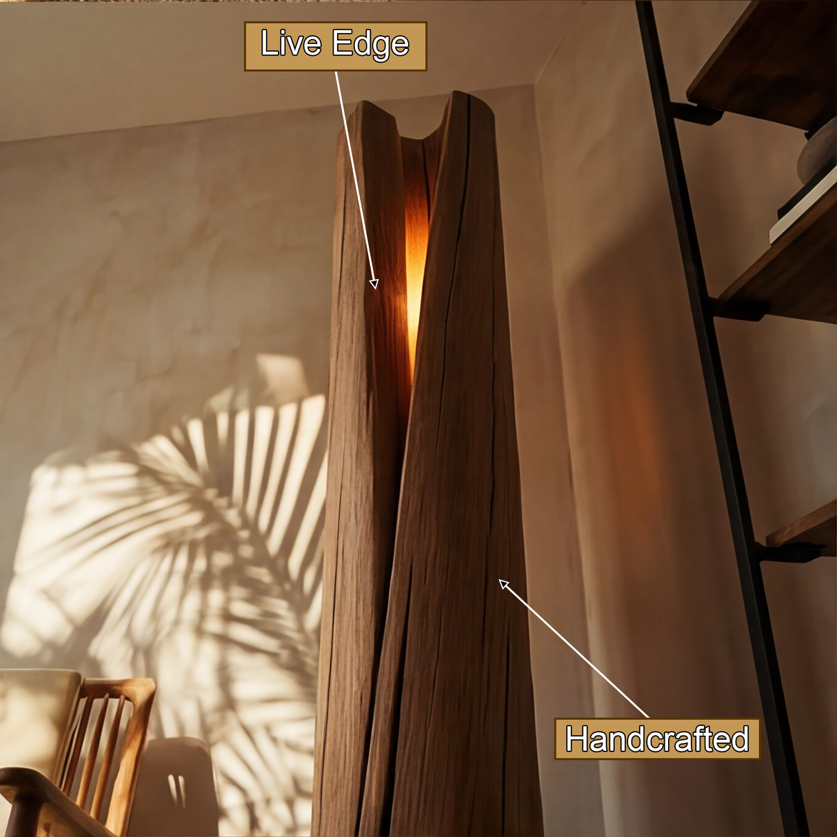 Valtheris Sculpted Slit Integrated LED Wood Floor Lamp - Timberustic Floor Lamp