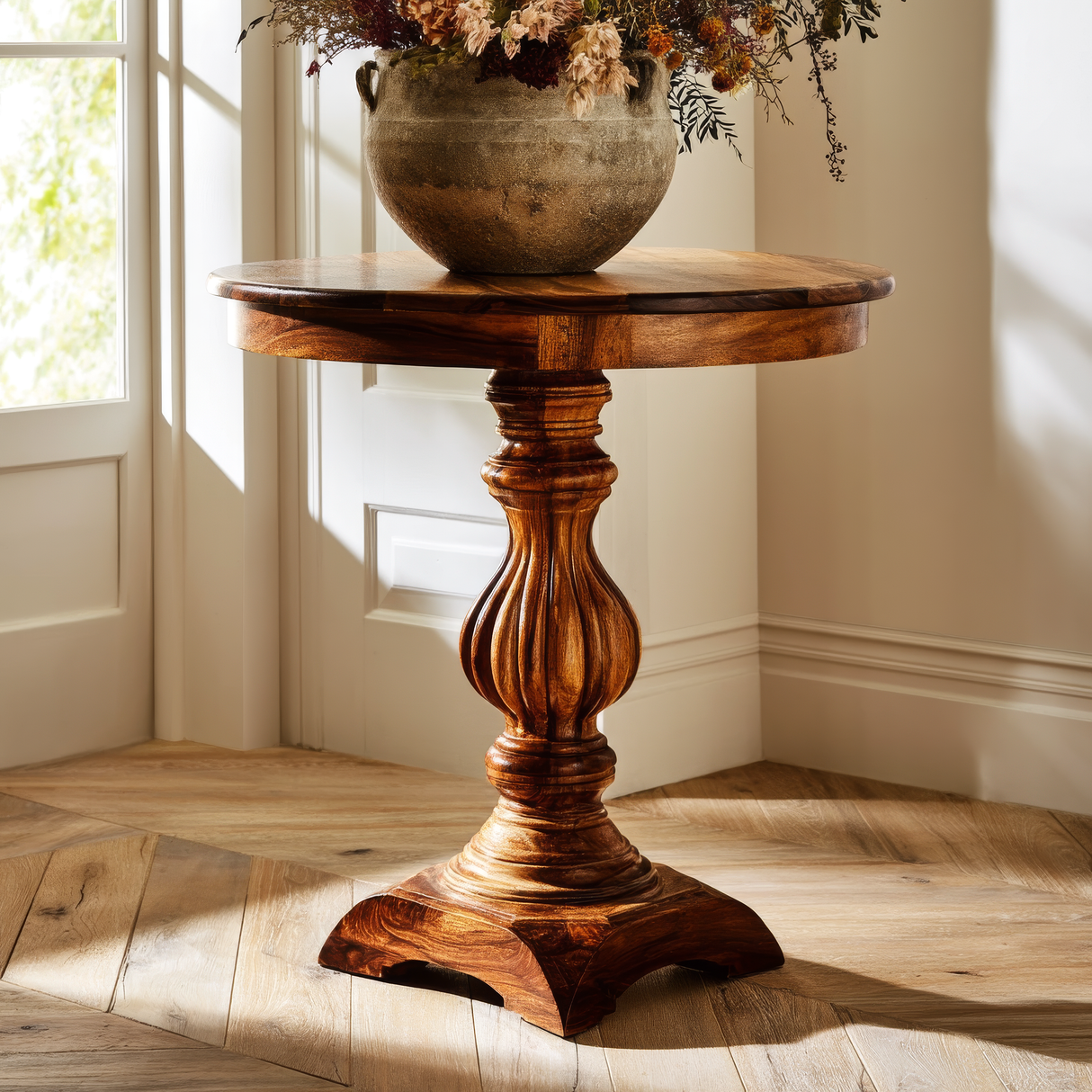 Valtheris Solid Wood Pedestal Stand - Timberustic Pedestal Stand