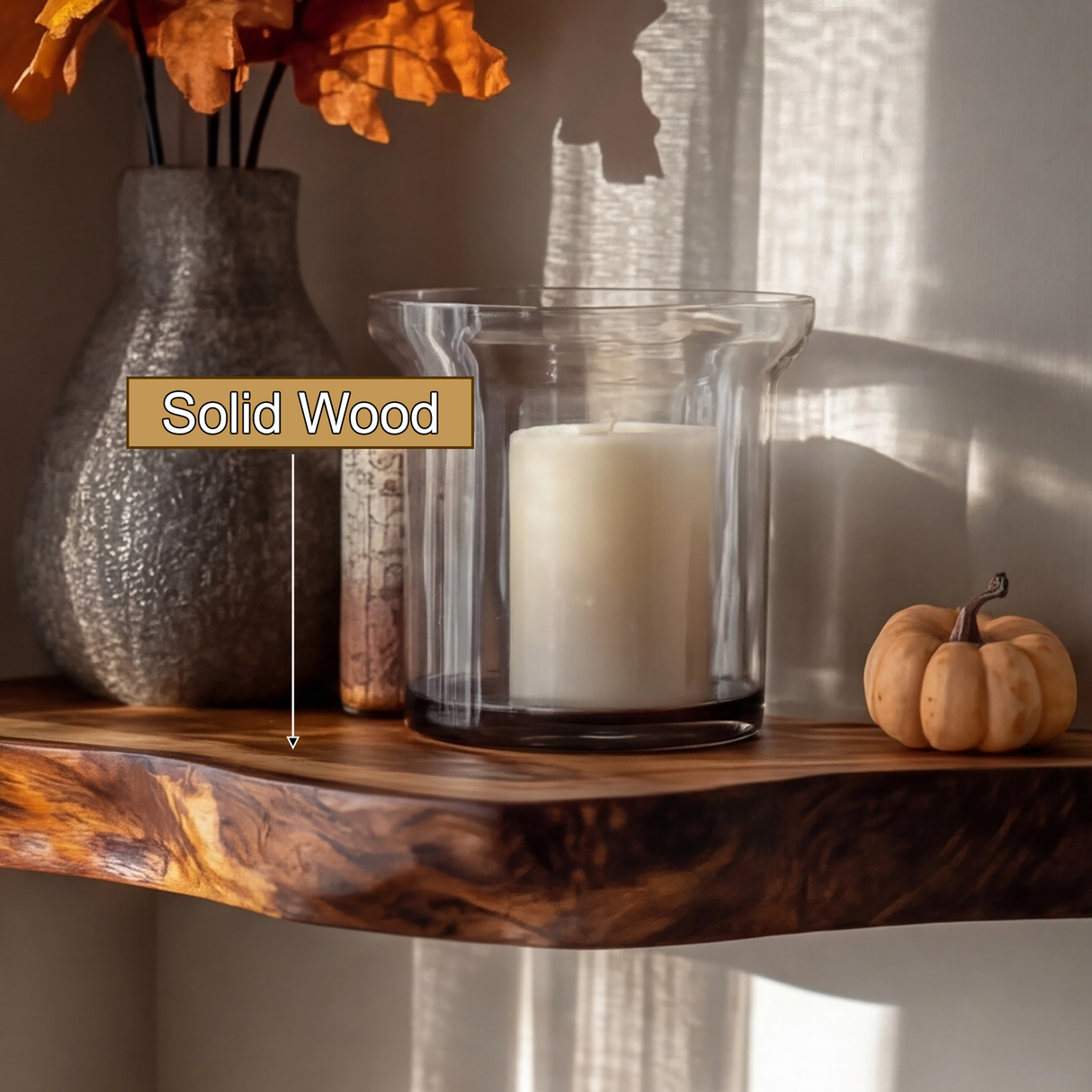 Vardell Live Edge Solid Wood Floating Shelf SPA638541 - Timberustic Floating Shelf