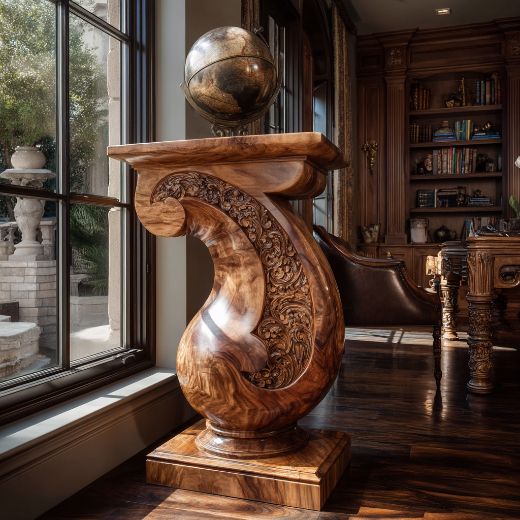 Varellion Solid Wood Sculpted Pedestal Stand - Timberustic Pedestal Stand