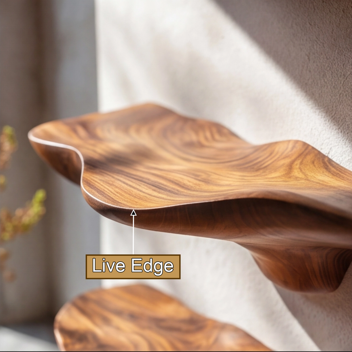 Varellis Live Edge Solid Wood Mushroom Floating Shelf SPA395932 - Timberustic Floating Shelf