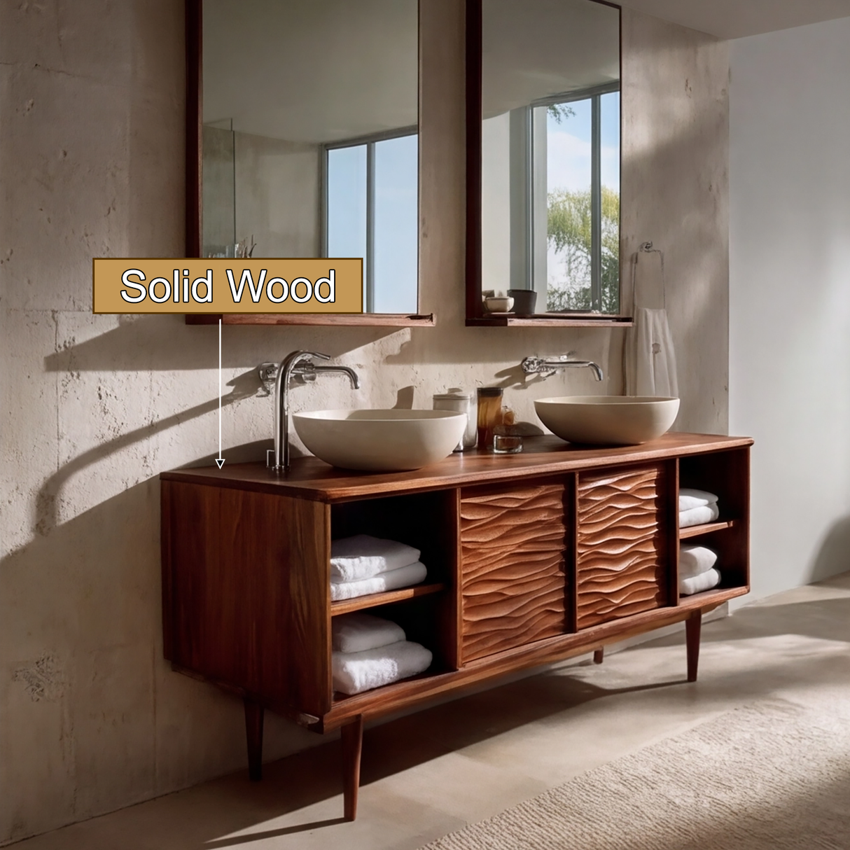 Varello Handcrafted Solid Wood Freestanding Bathroom Vanity with Cabinet - Timberustic Freestanding Bathroom Vanity with Cabinet