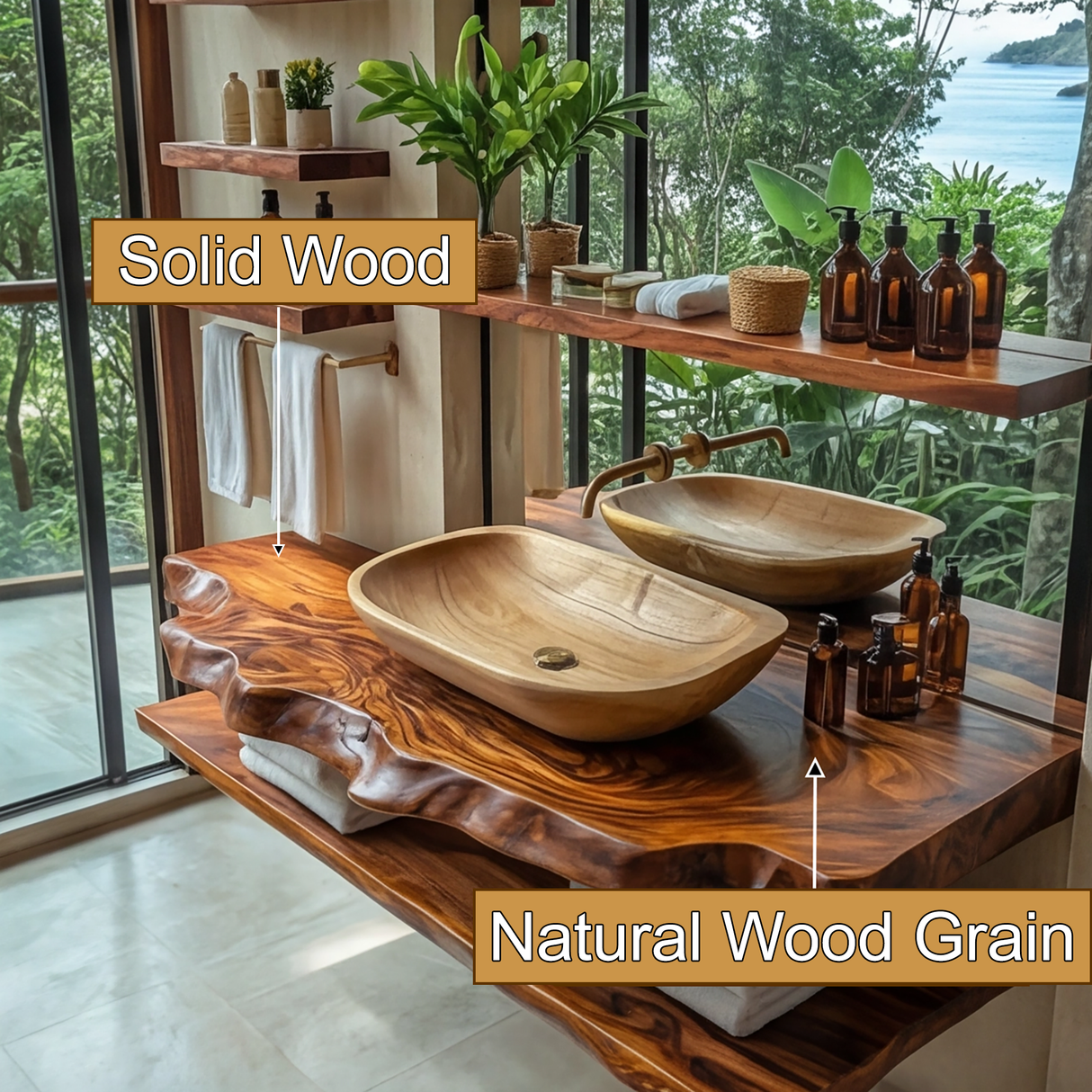 Varento Live Edge Solid Wood Floating Bathroom Vanity SPA346468 - Timberustic Floating Bathroom Vanity