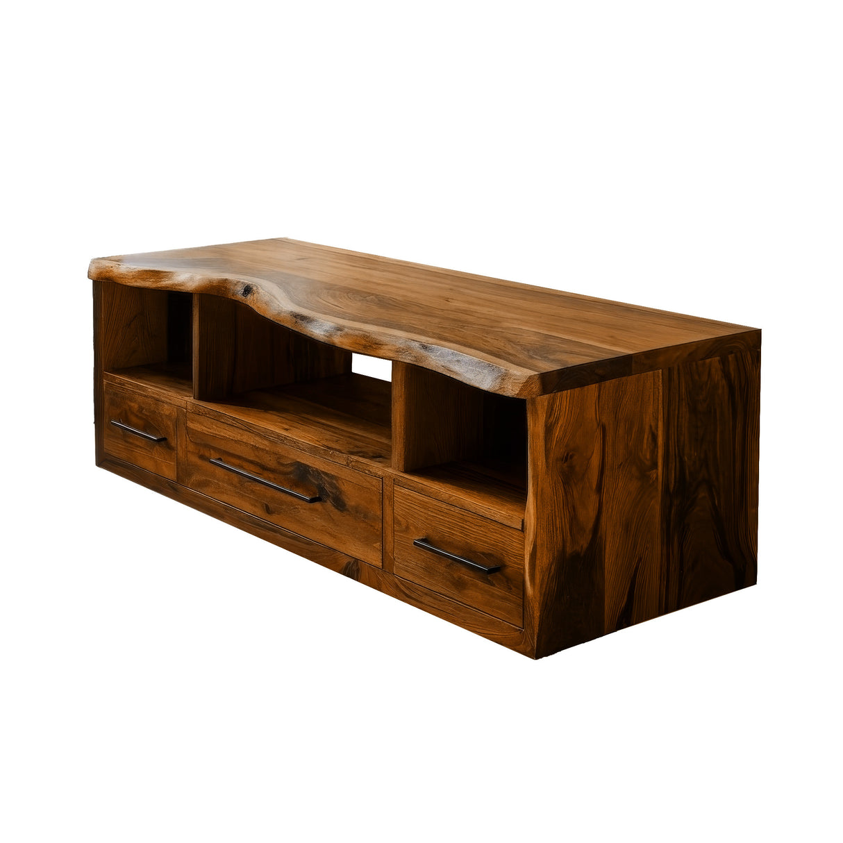 Vareon Live Edge Solid Wood Floating Bathroom Vanity with Drawers Brown - Timberustic Floating Bathroom Vanity With Drawers