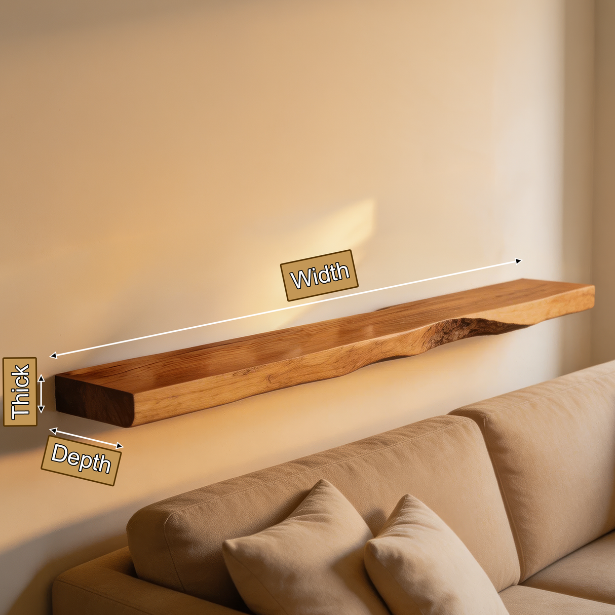 Vareon Live Edge Solid Wood Floating Shelf SPA941384 - Timberustic Floating Shelf