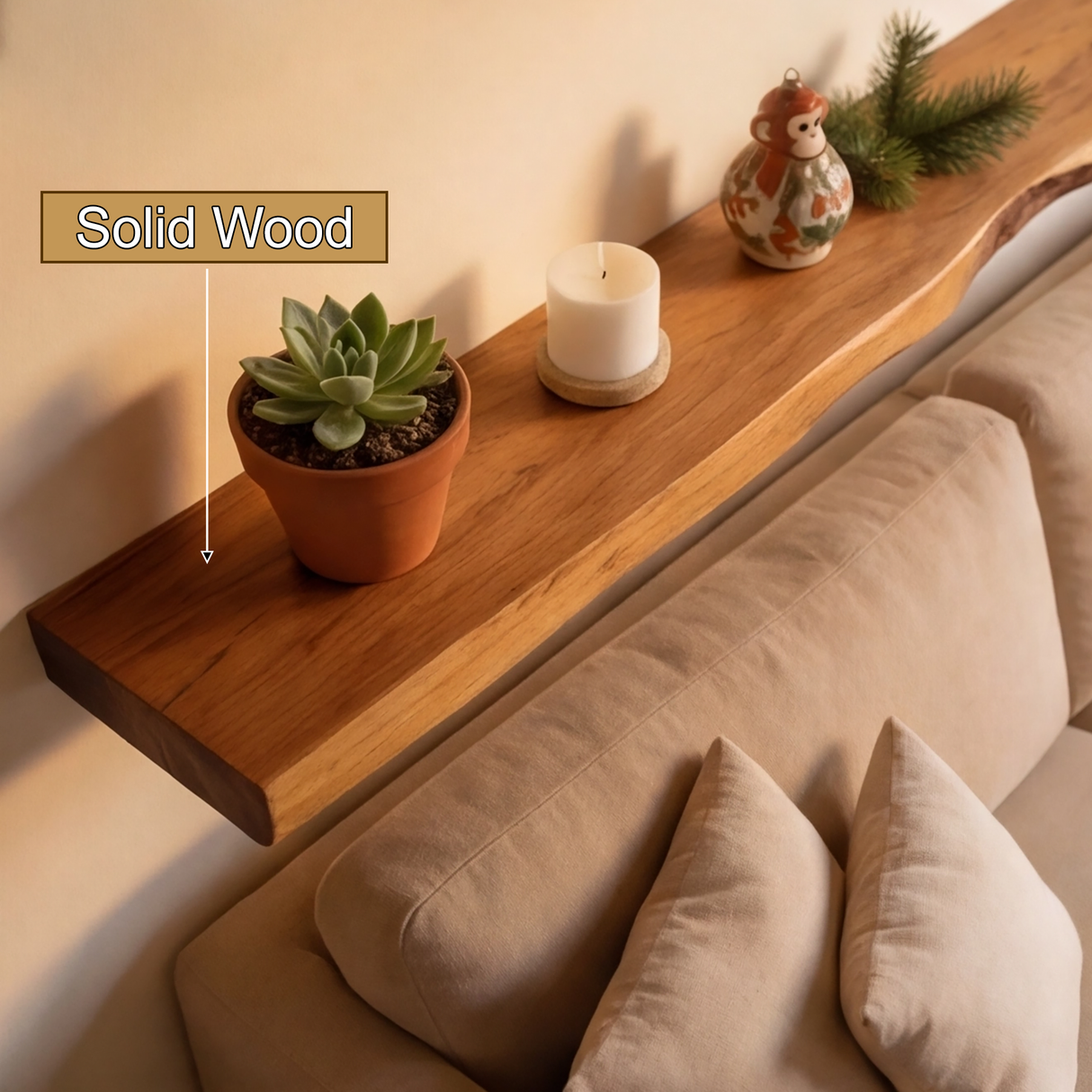 Vareon Live Edge Solid Wood Floating Shelf SPA941384 - Timberustic Floating Shelf