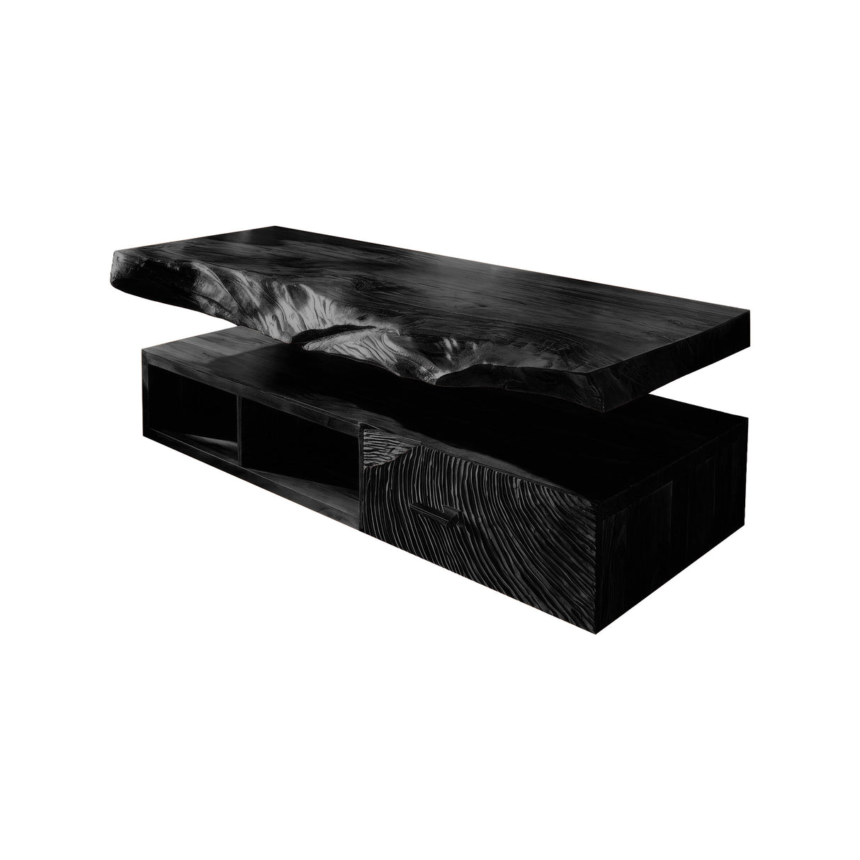 Varion Live Edge Solid Wood Floating Bathroom Vanity With Drawers Black - Timberustic Floating Bathroom Vanity With Drawers