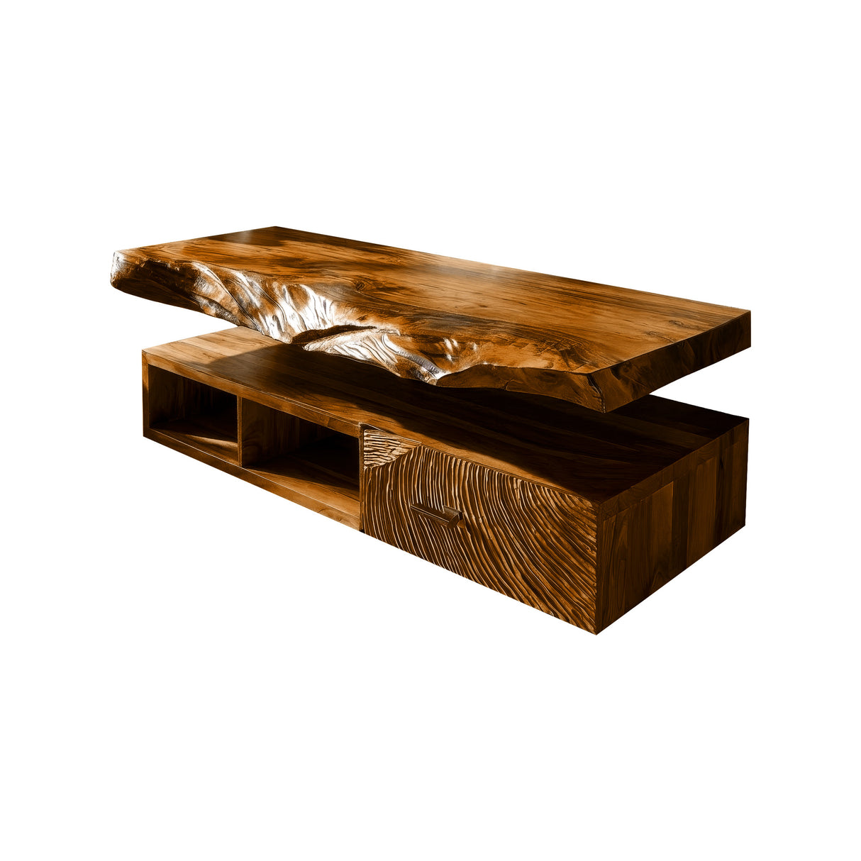 Varion Live Edge Solid Wood Floating Bathroom Vanity With Drawers Brown - Timberustic Floating Bathroom Vanity With Drawers