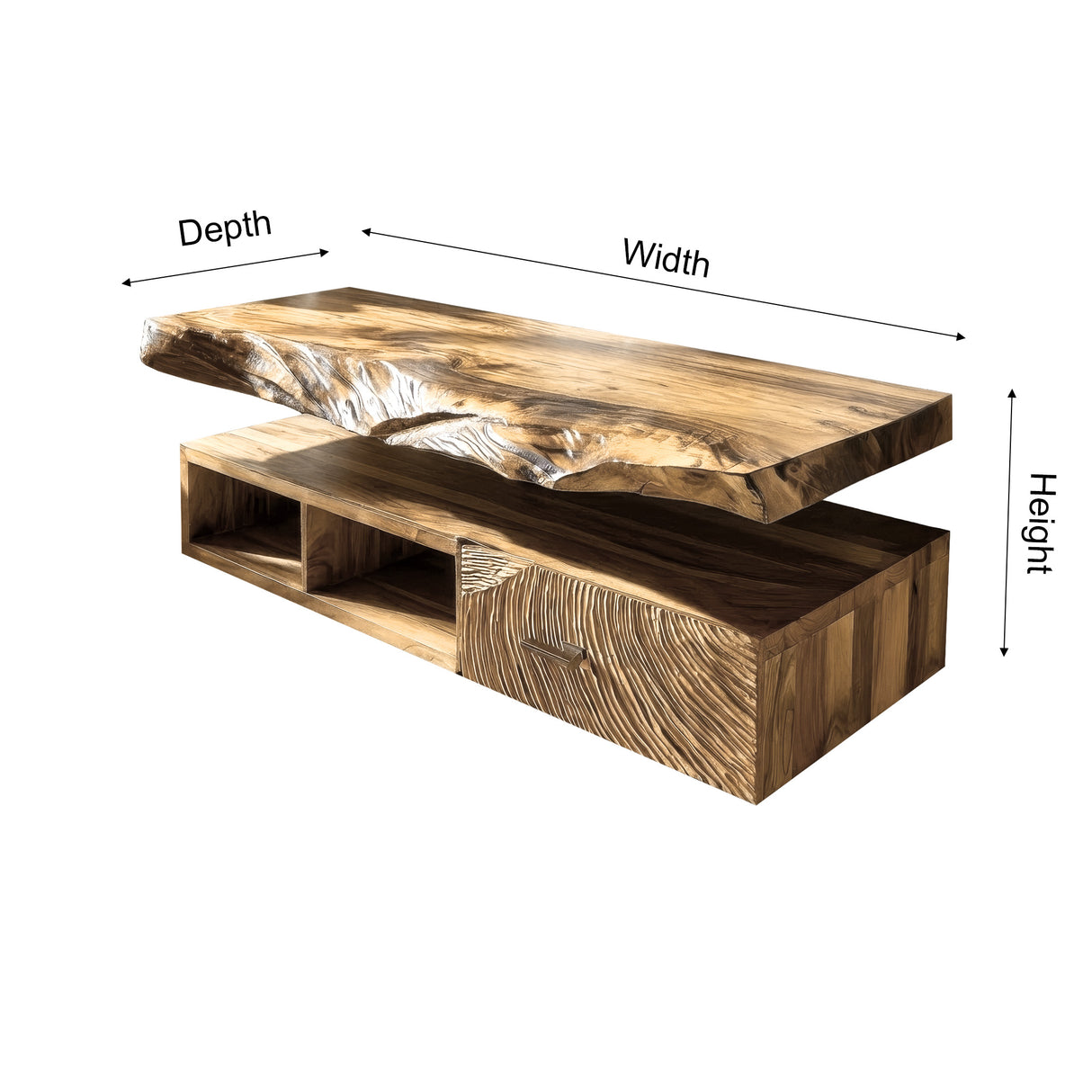 Varion Live Edge Solid Wood Floating Bathroom Vanity With Drawers - Timberustic Floating Bathroom Vanity With Drawers