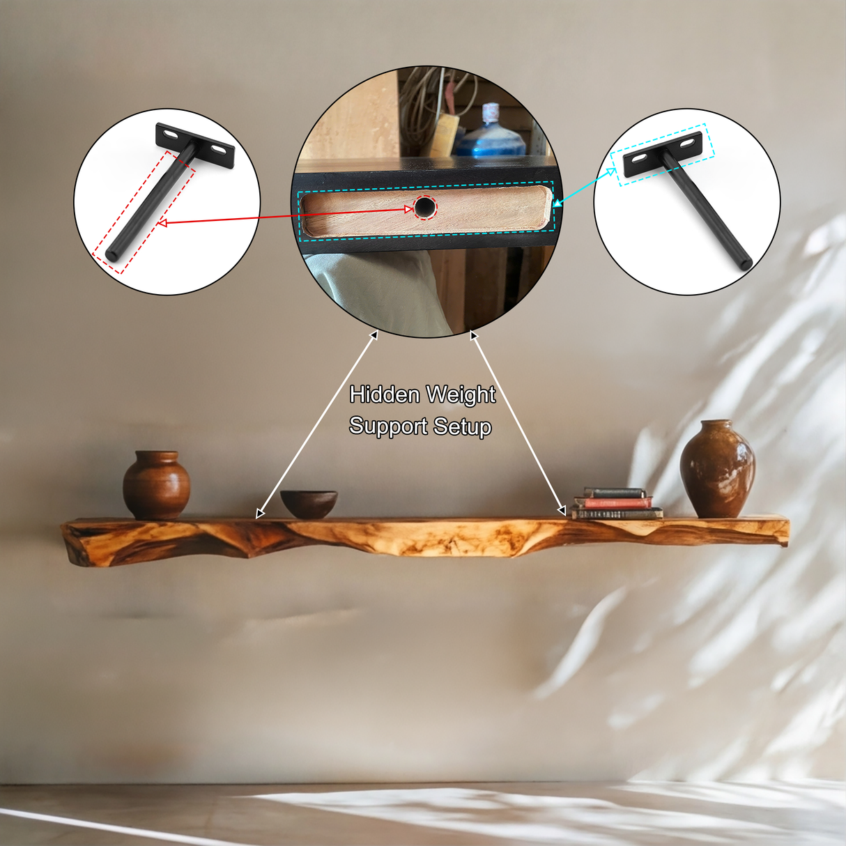 Varneth Live Edge Solid Wood Floating Shelf SPA503125 - Timberustic Floating Shelf