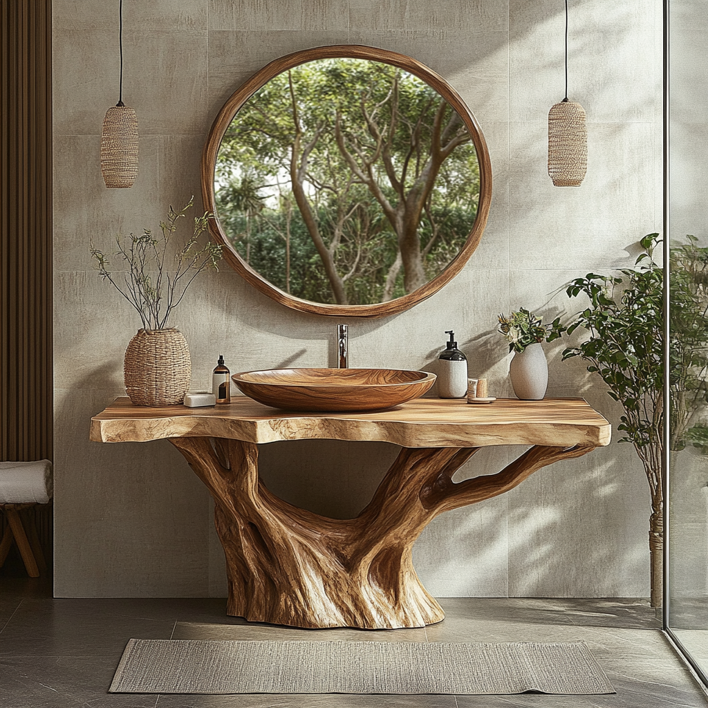 Varneth Treeform Solid Wood Freestanding Bathroom Vanity - Timberustic Freestanding Bathroom Vanity
