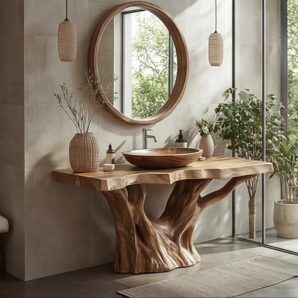 Varneth Treeform Solid Wood Freestanding Bathroom Vanity - Timberustic Freestanding Bathroom Vanity