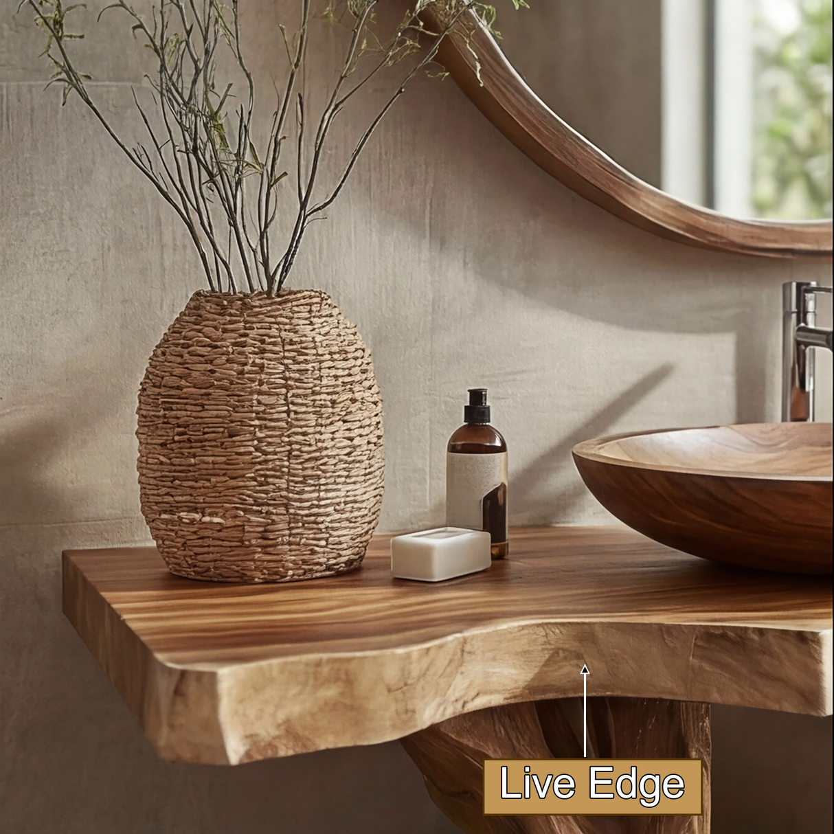 Varneth Treeform Solid Wood Freestanding Bathroom Vanity - Timberustic Freestanding Bathroom Vanity