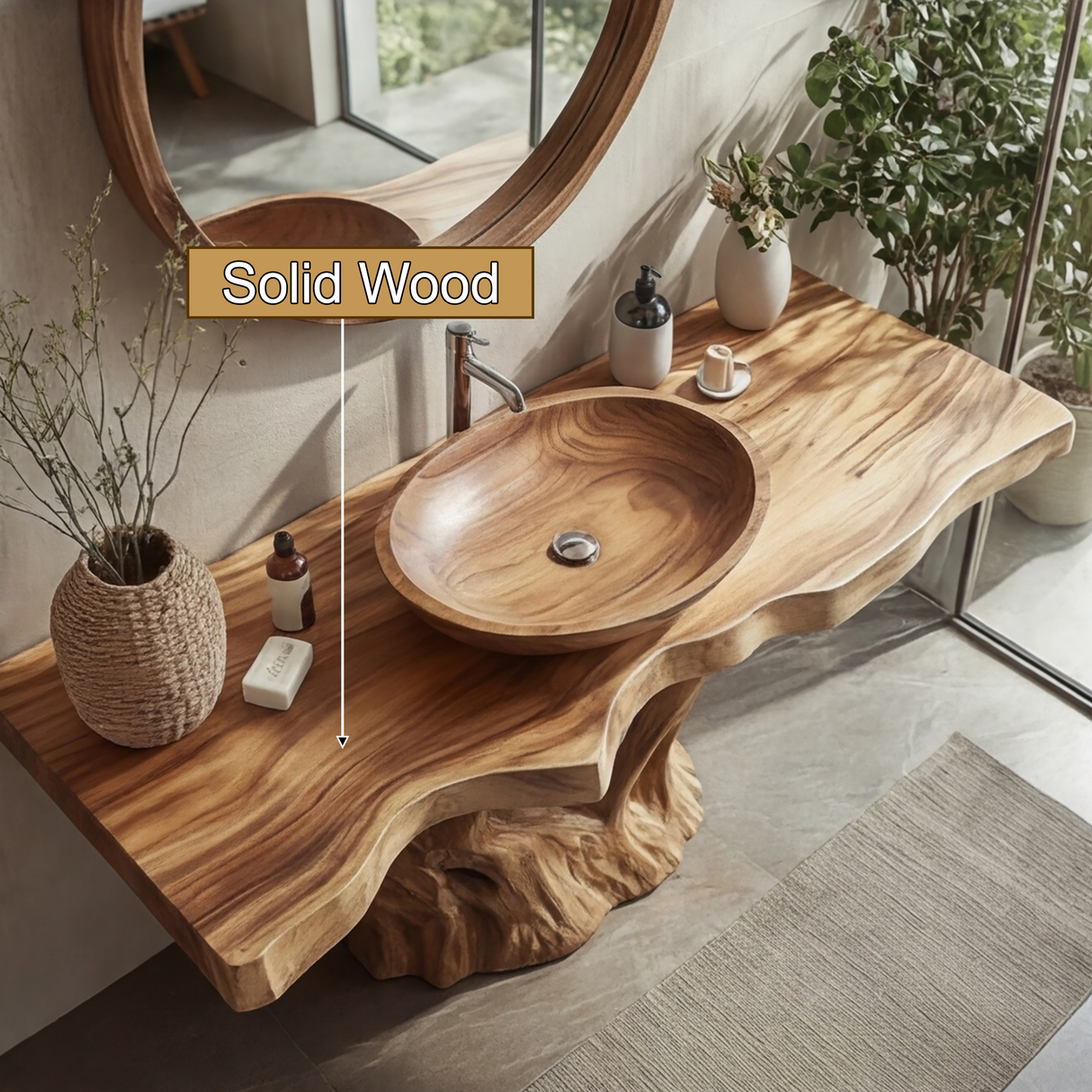 Varneth Treeform Solid Wood Freestanding Bathroom Vanity - Timberustic Freestanding Bathroom Vanity