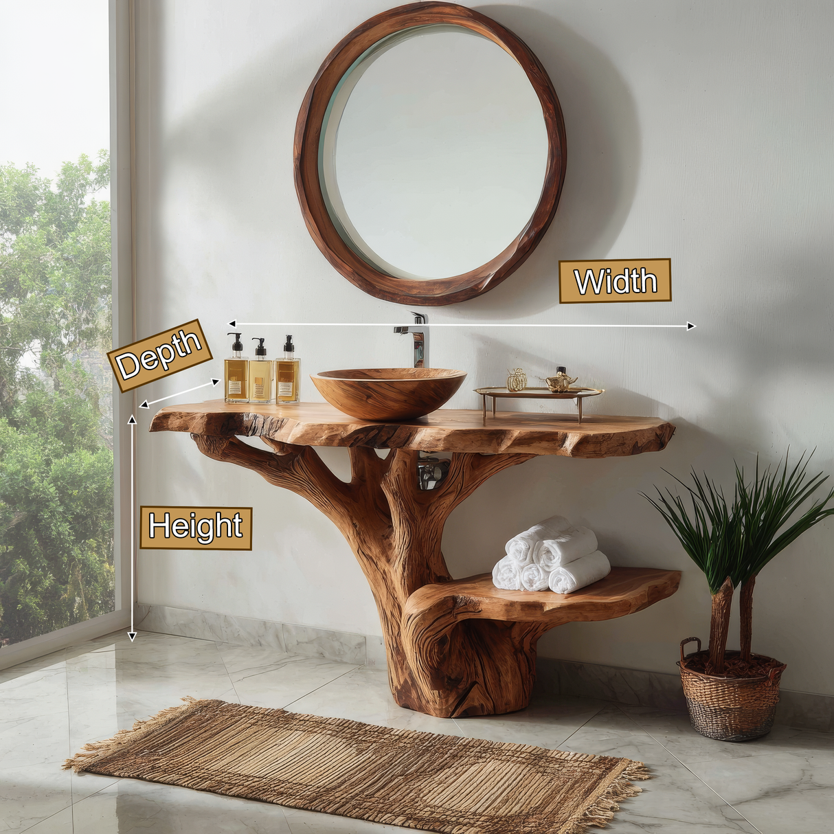 Velanor Sculpted Solid Wood Freestanding Bathroom Vanity with Shelves - Timberustic Freestanding Bathroom Vanity with Shelves